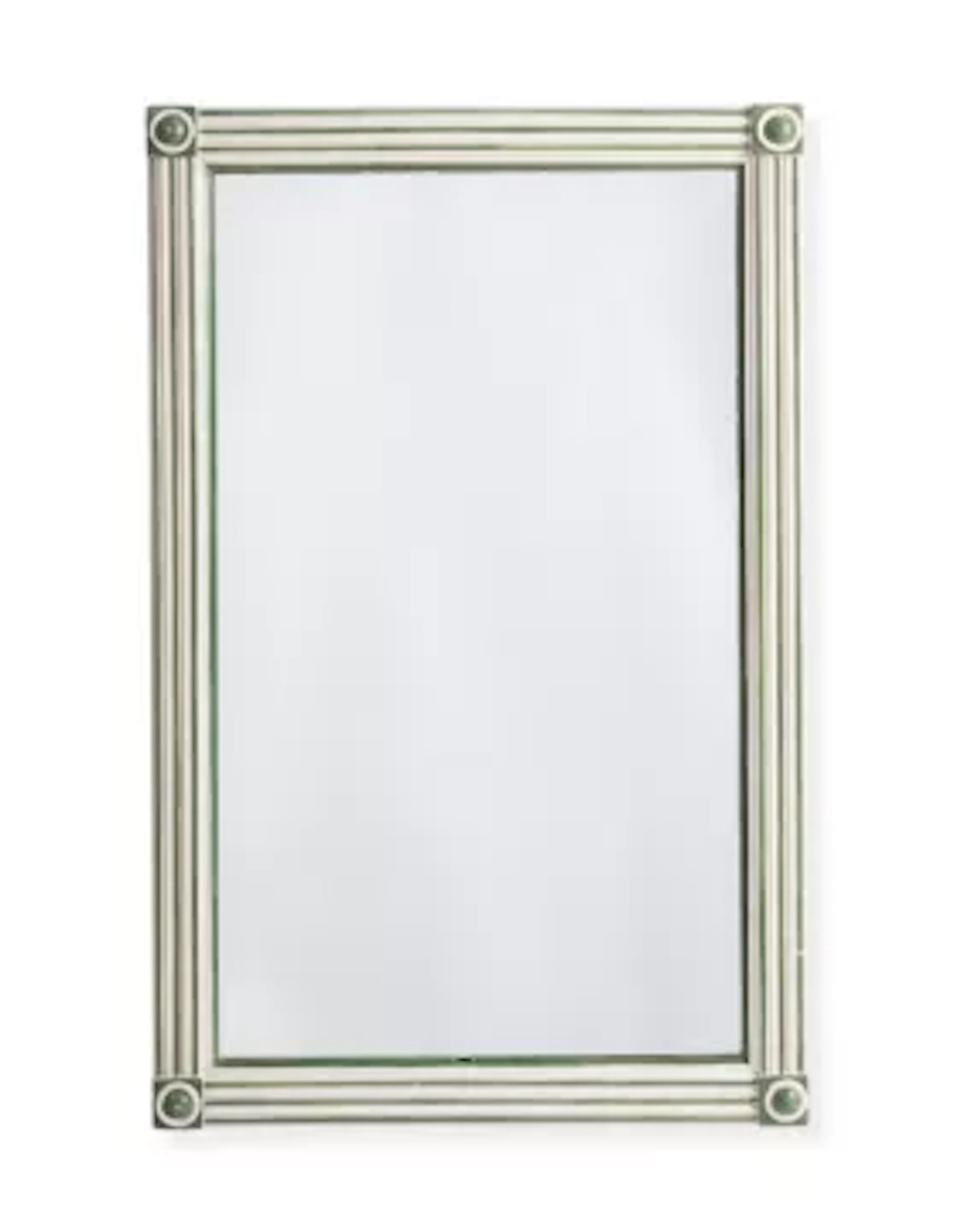 A CREAM AND GREEN LINE PAINTED MIRROR, ENGLISH, EARLY 19TH CENTURY