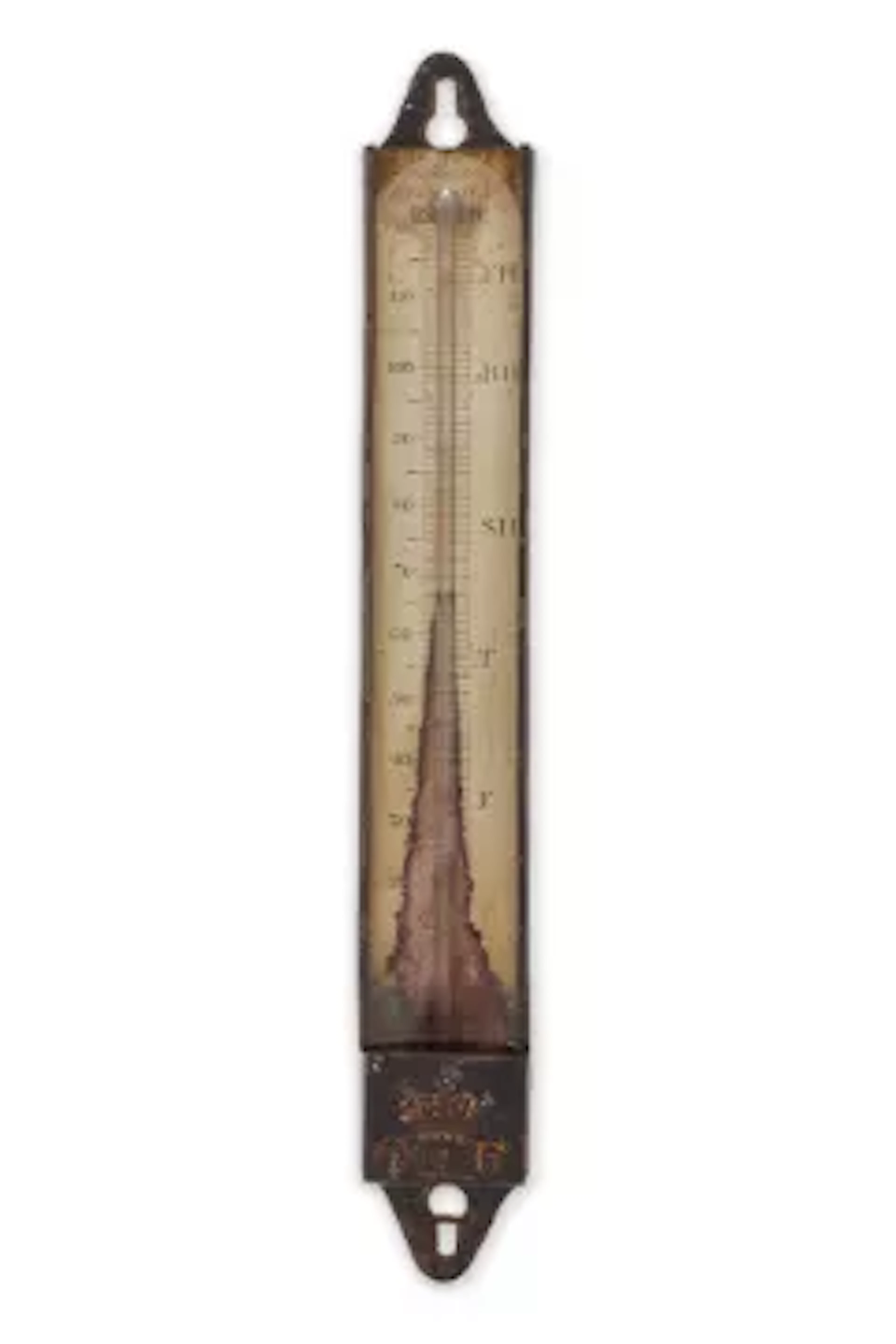 AN INTERESTING TOILE PEINTE WALL THERMOMETER WITH POSSIBLE ROYAL PROVENANCE