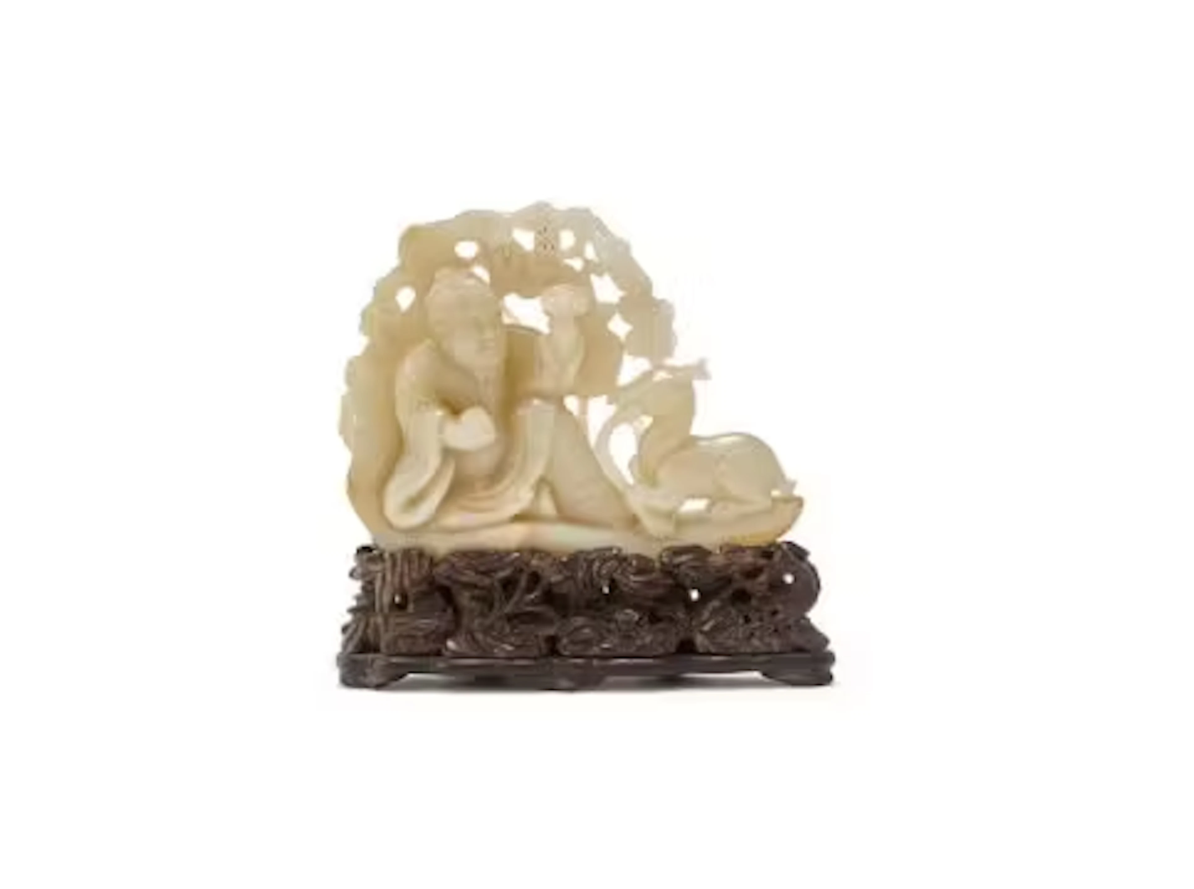 A Chinese pale celadon jade 'Longevity' carving