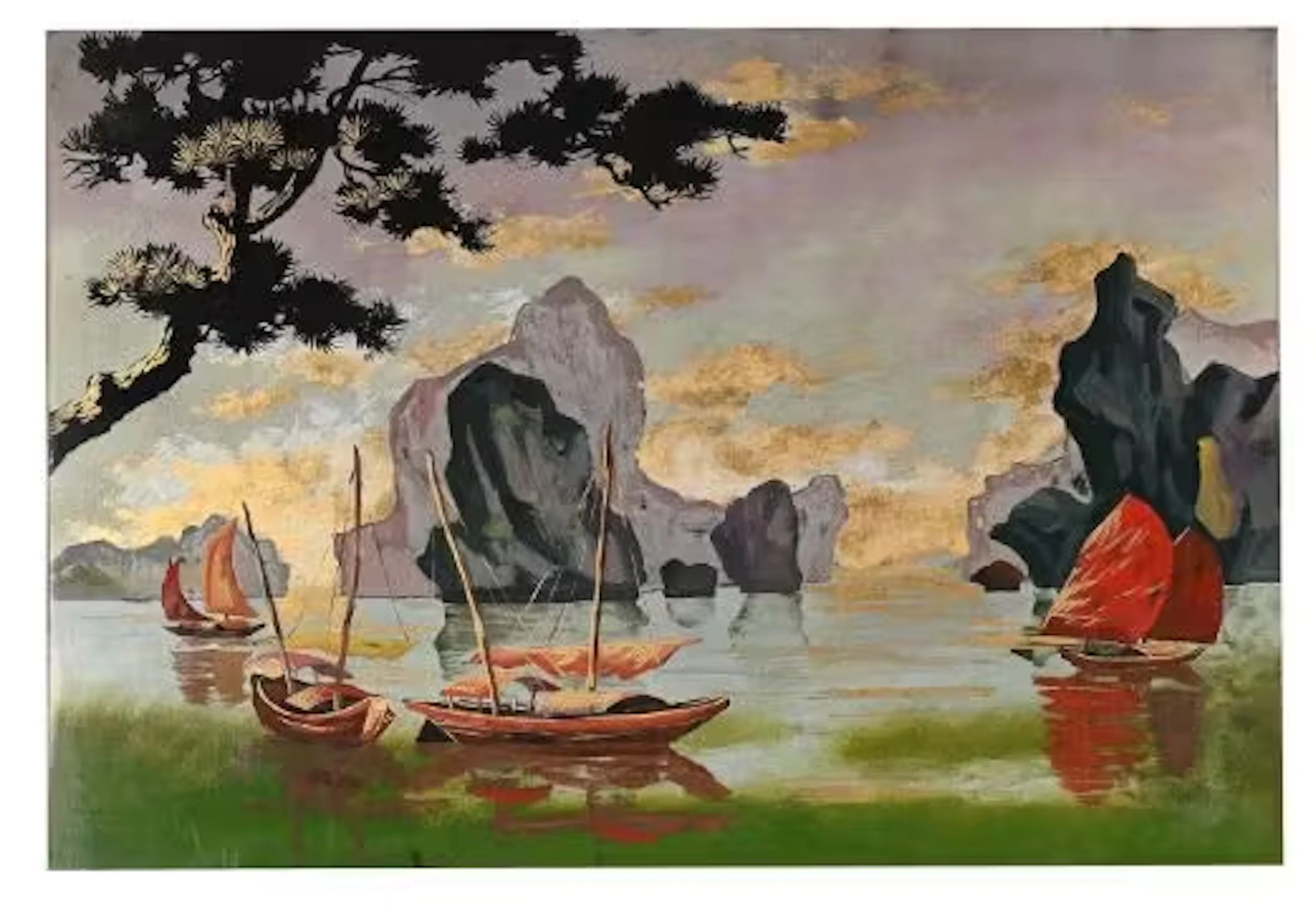Two contemporary Vietnamese lacquer paintings