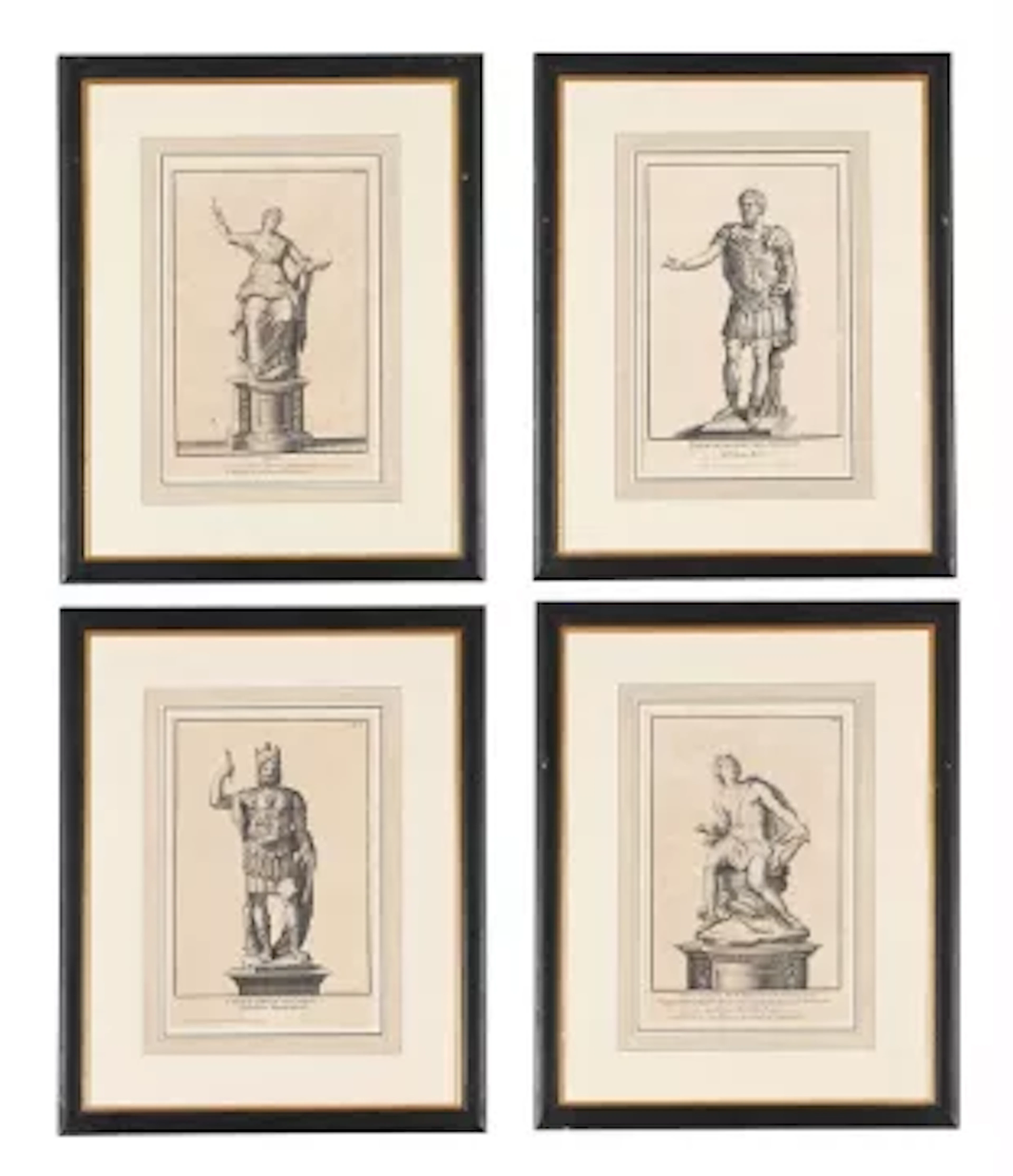 AFTER FRANCESCA AQUILA, A SET OF FOUR PRINTS OF CLASSICAL STATUES (4)