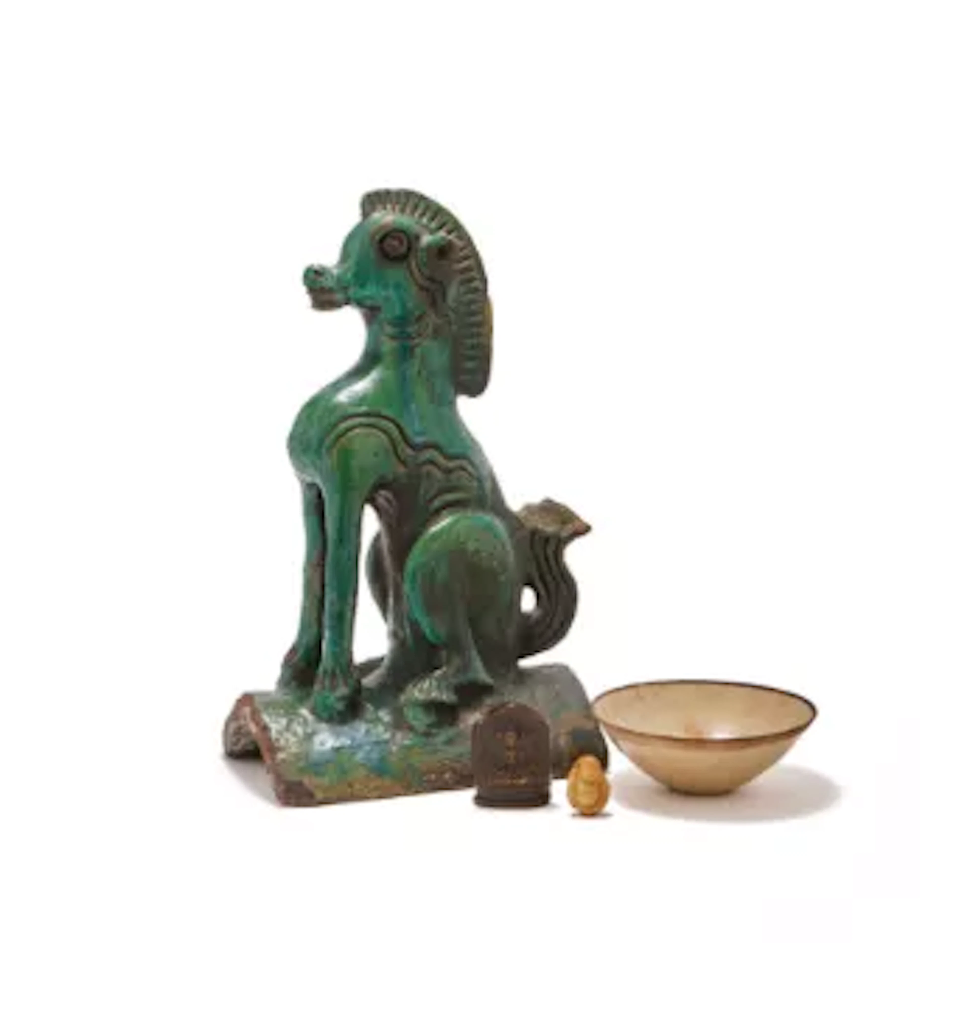A Chinese green-glazed ridge tile, Ming dynasty