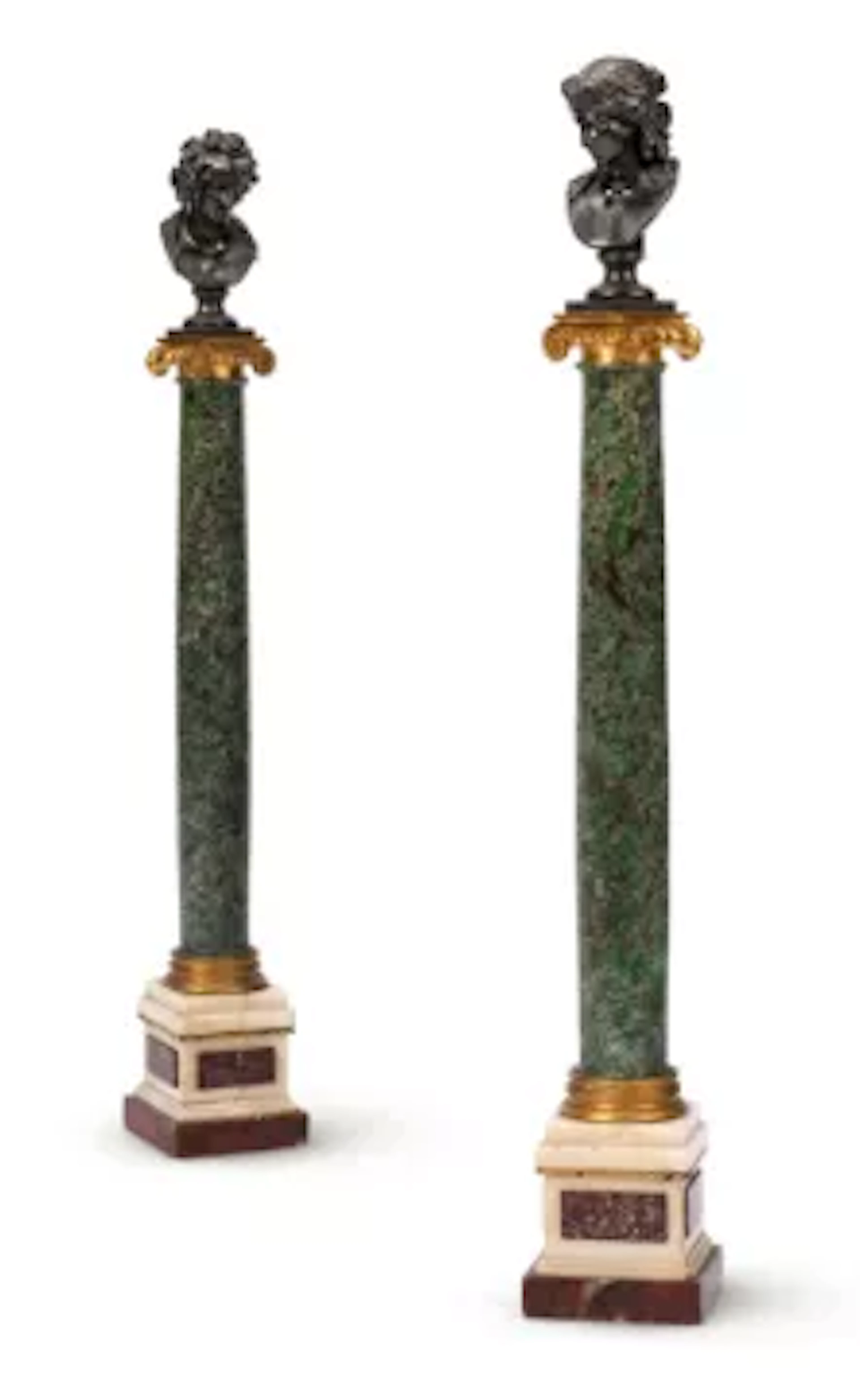 A PAIR OF ITALIAN GRAND TOUR NEOCLASSICAL GILT BRONZE MOUNTED VERDE
