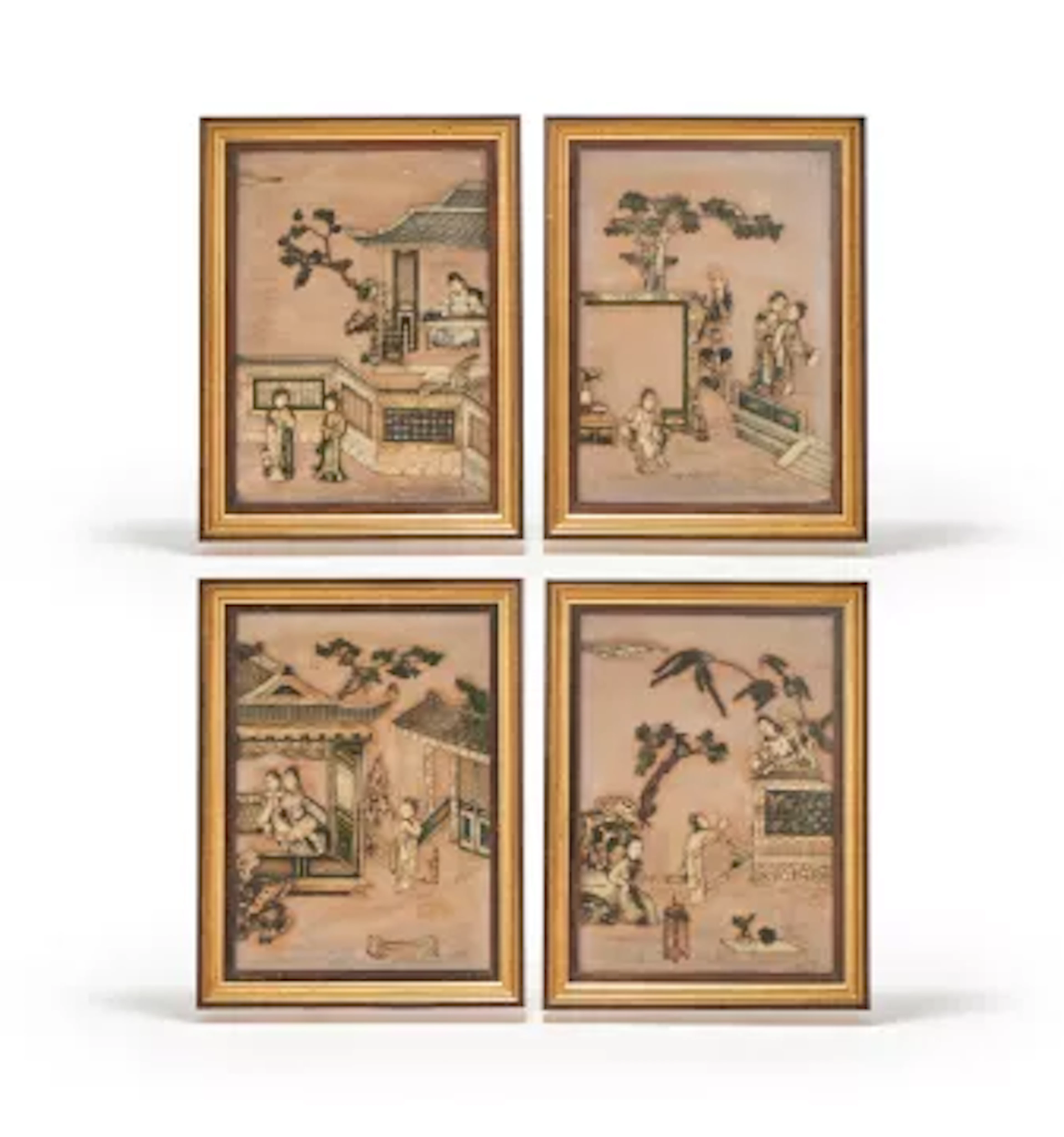 A set of four Chinese soapstone panels, Qianlong (1736-1795)