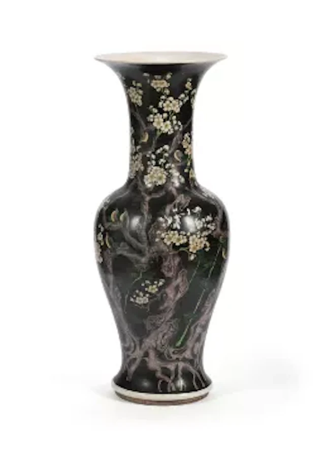 A very large Chinese Famille-Noire vase, Qing dynasty, 19th century