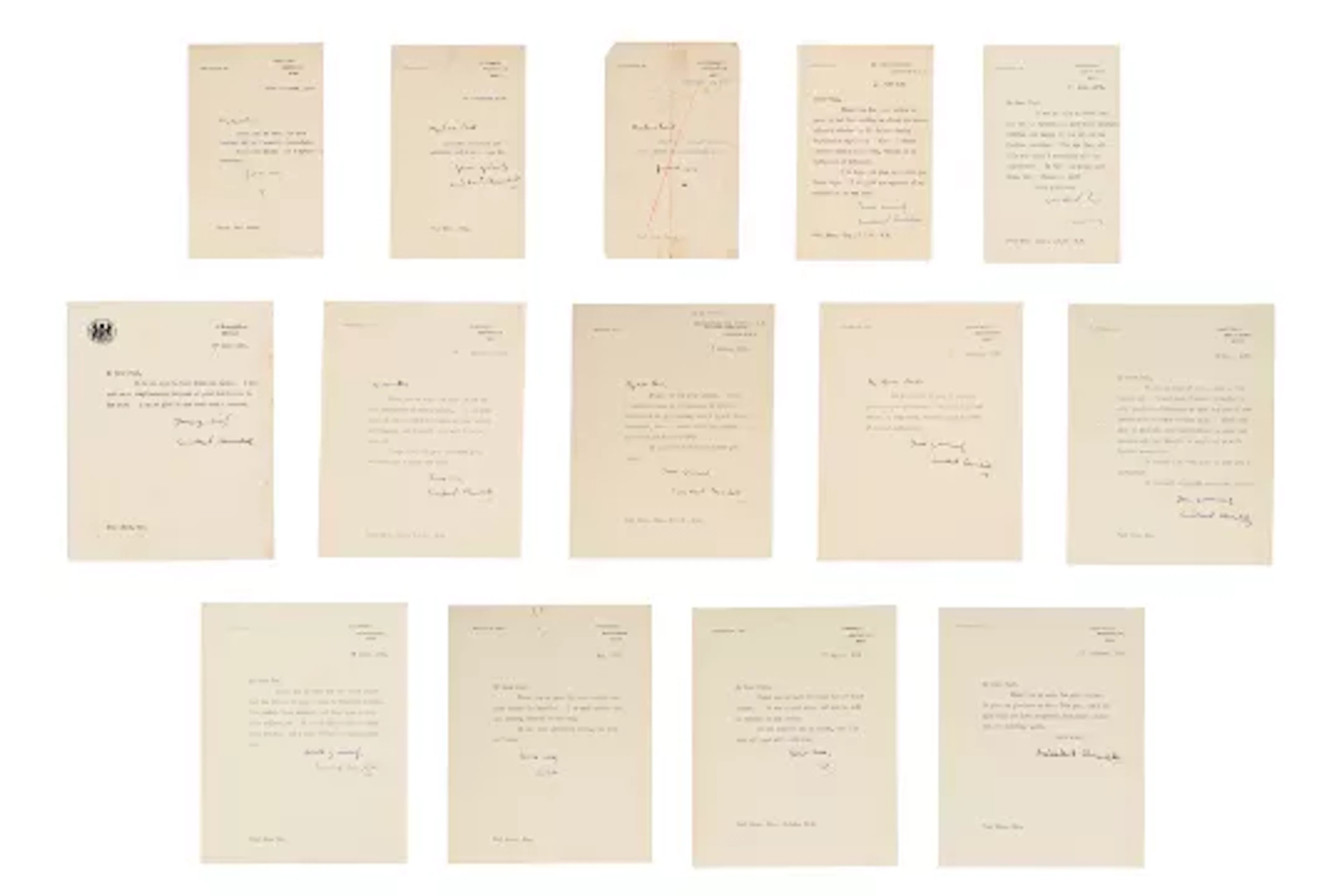 CHURCHILL, Sir Winston (1874-1965), fourteen letters variously signed