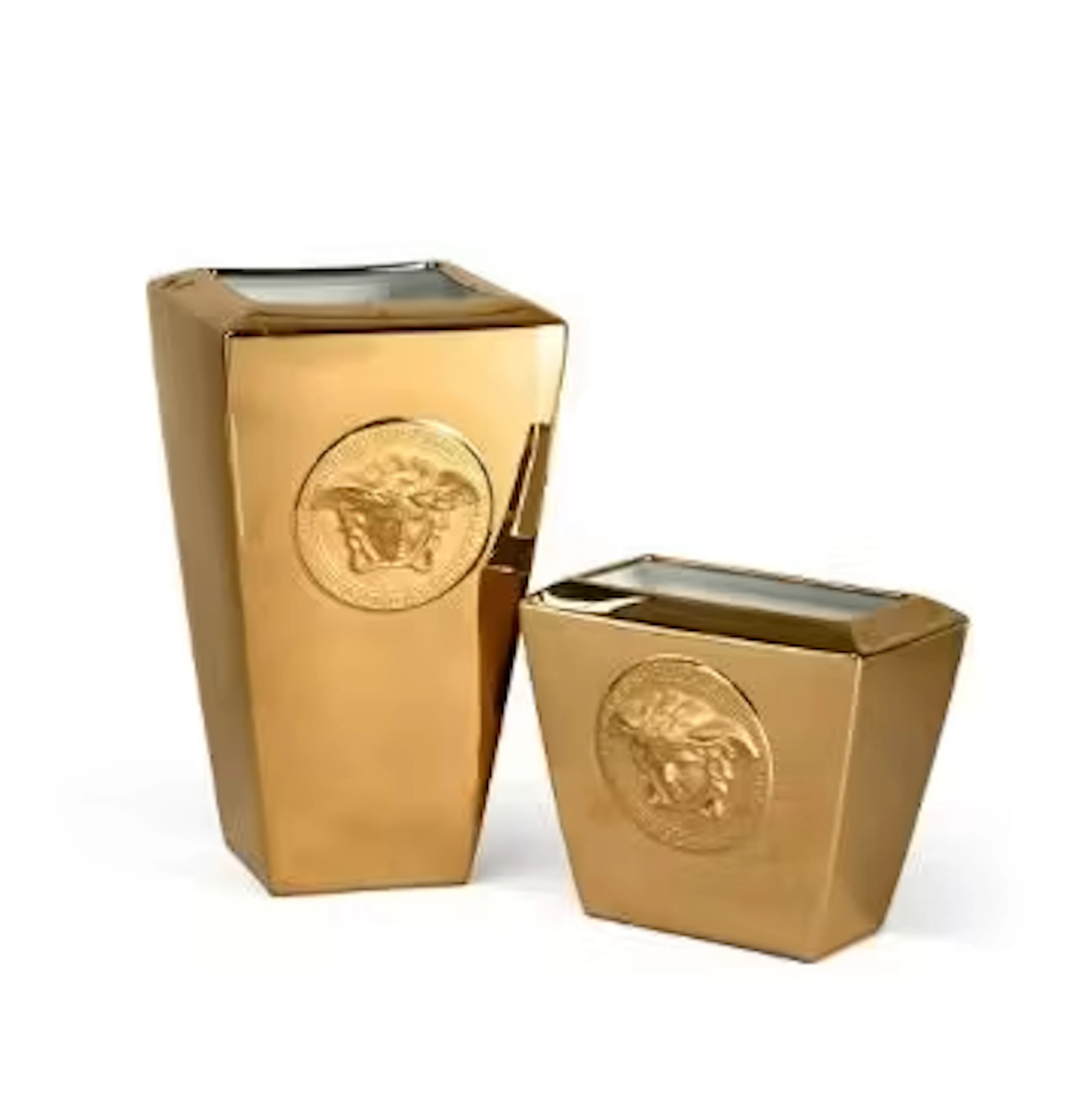 TWO GILDED VASES, BY ROSENTHAL FOR VERSACE, MEDUSA, CONTEMPORARY