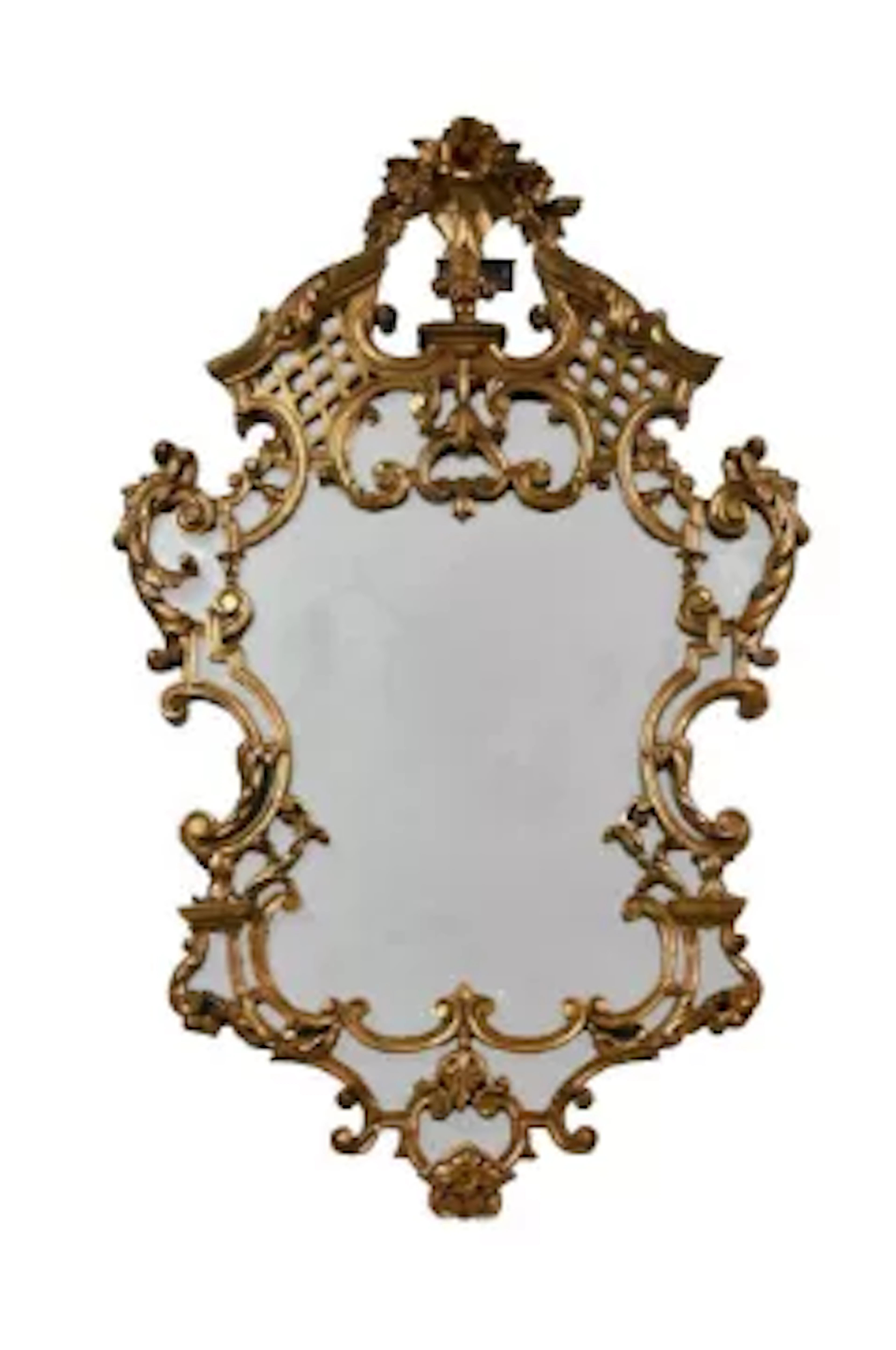 A GILT FRAME CARTOUCHE WALL MIRROR, ITALIAN, LAST QUARTER 18TH OR