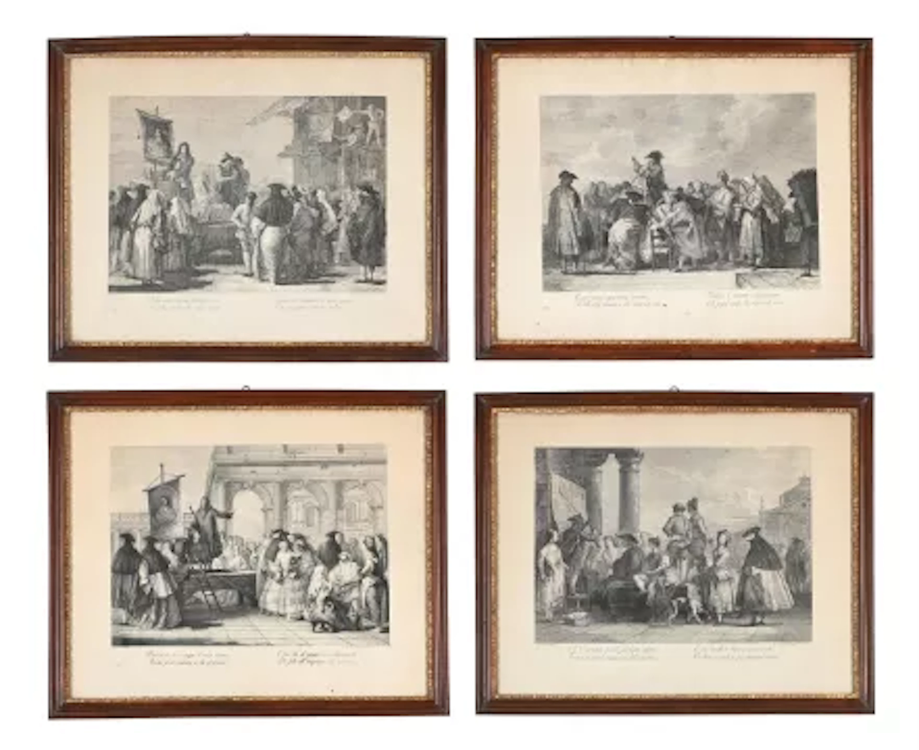 AFTER GIOVANNI DOMENICO TIEPOLO, A SET OF FOUR PRINTS DEPICTING CHARLATANS