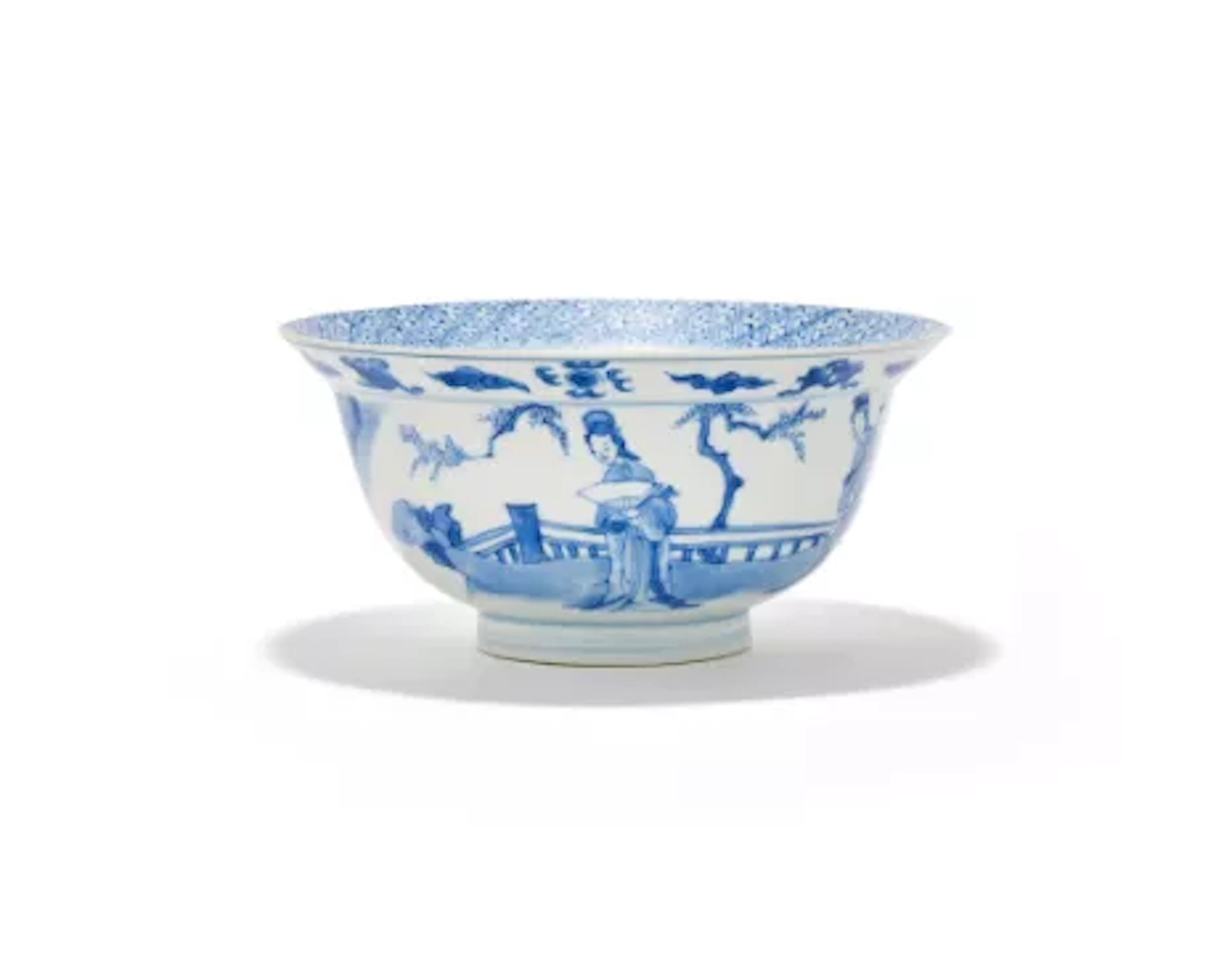 A Chinese blue and white klapmuts bowl, Kangxi mark and of the period