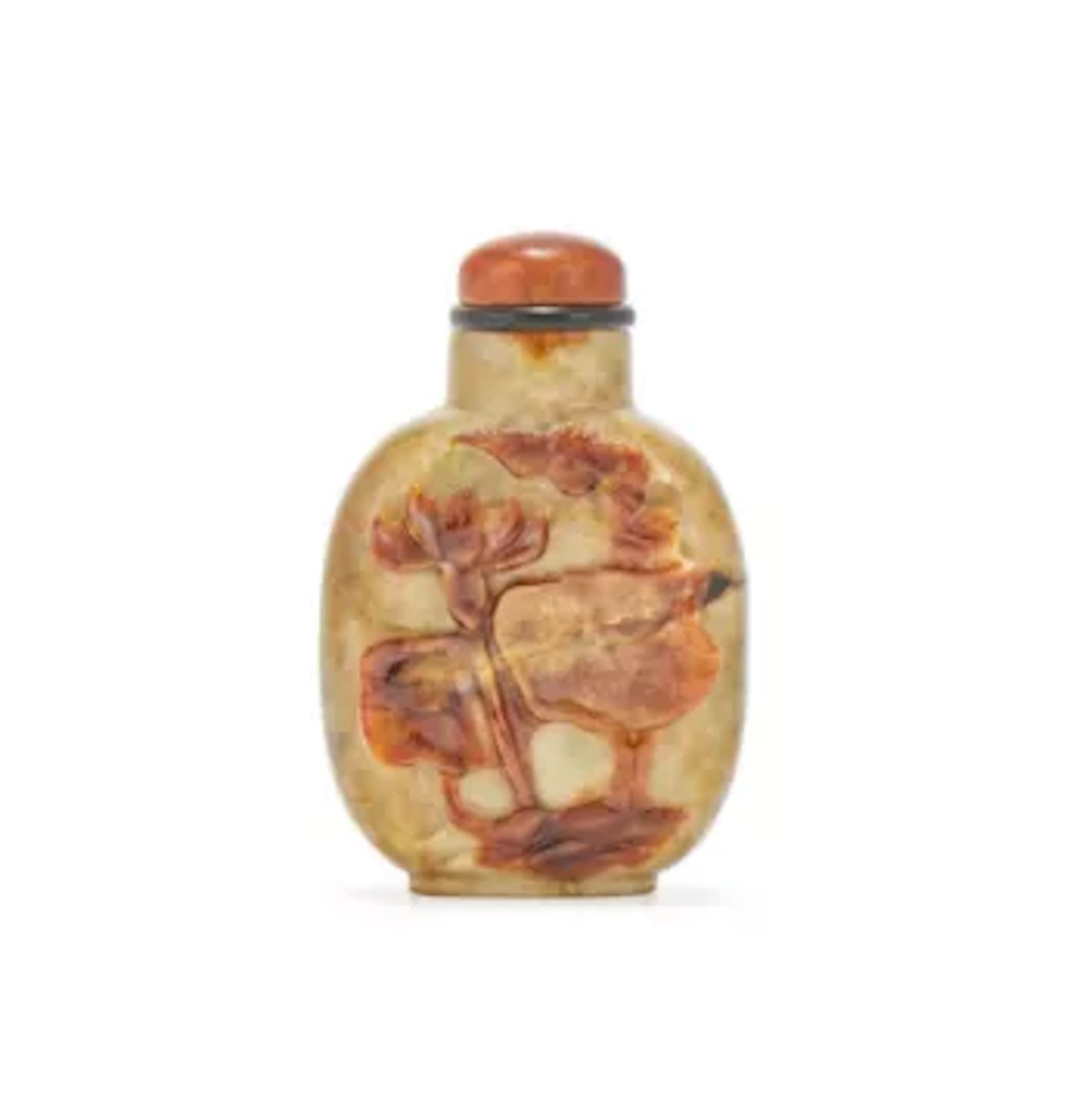 A Chinese carved russet jadeite snuff bottle, 19th century