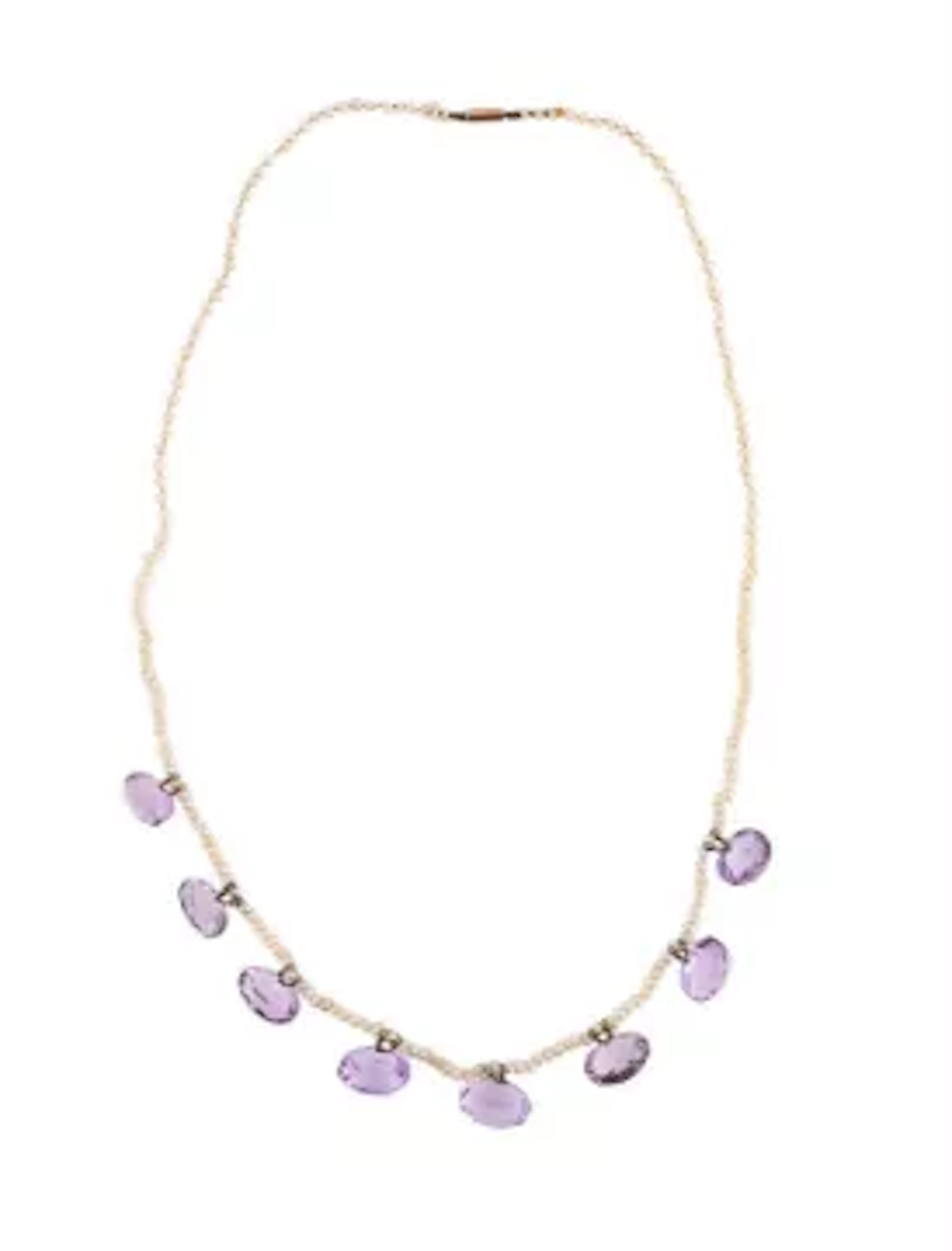 A LATE 19TH CENTURY AMETHYST AND SEED PEARL NECKLACE