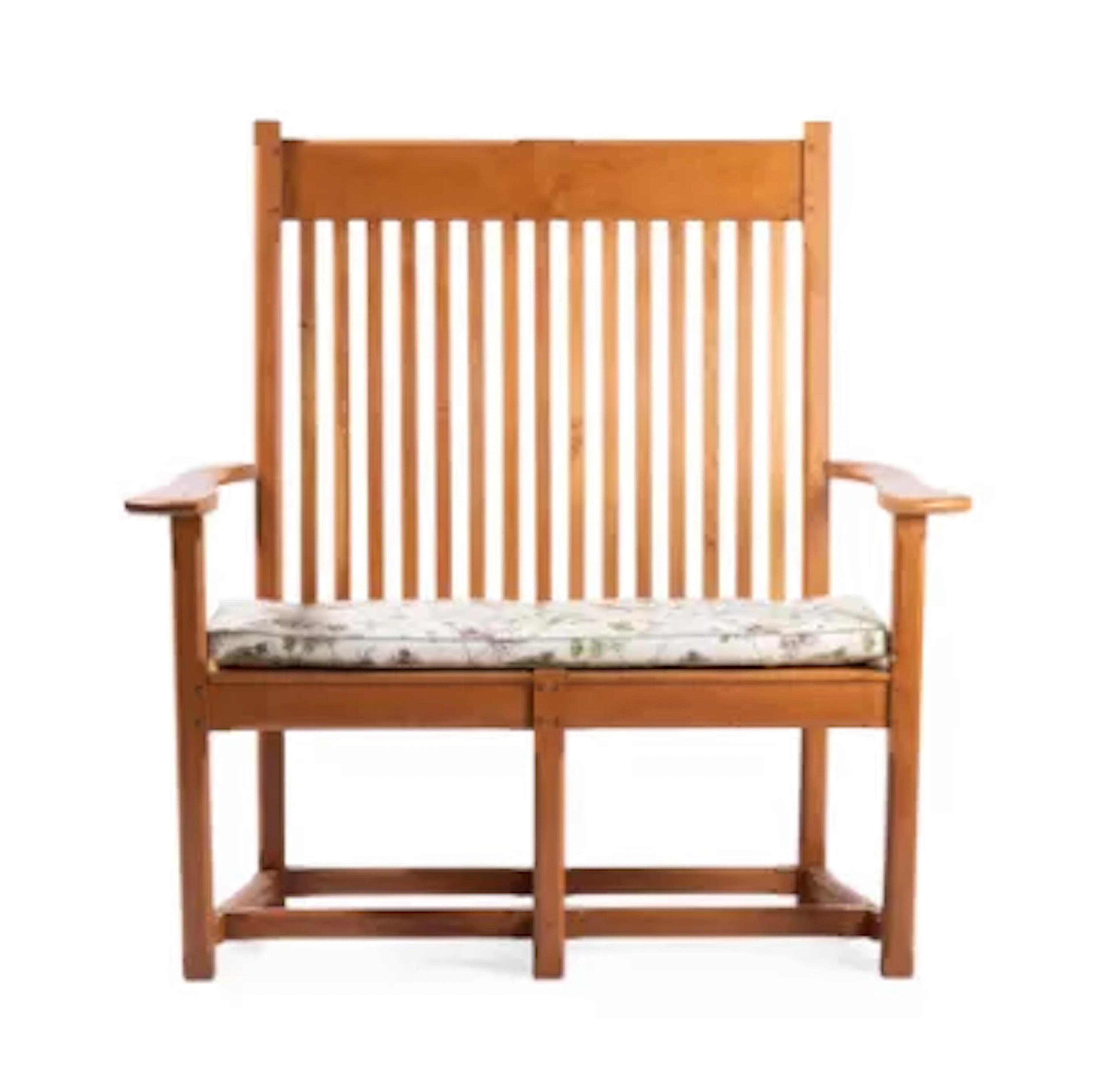 AN ASH TWO SEAT WINDSOR SETTLE IN ARTS & CRAFTS STYLE, MODERN