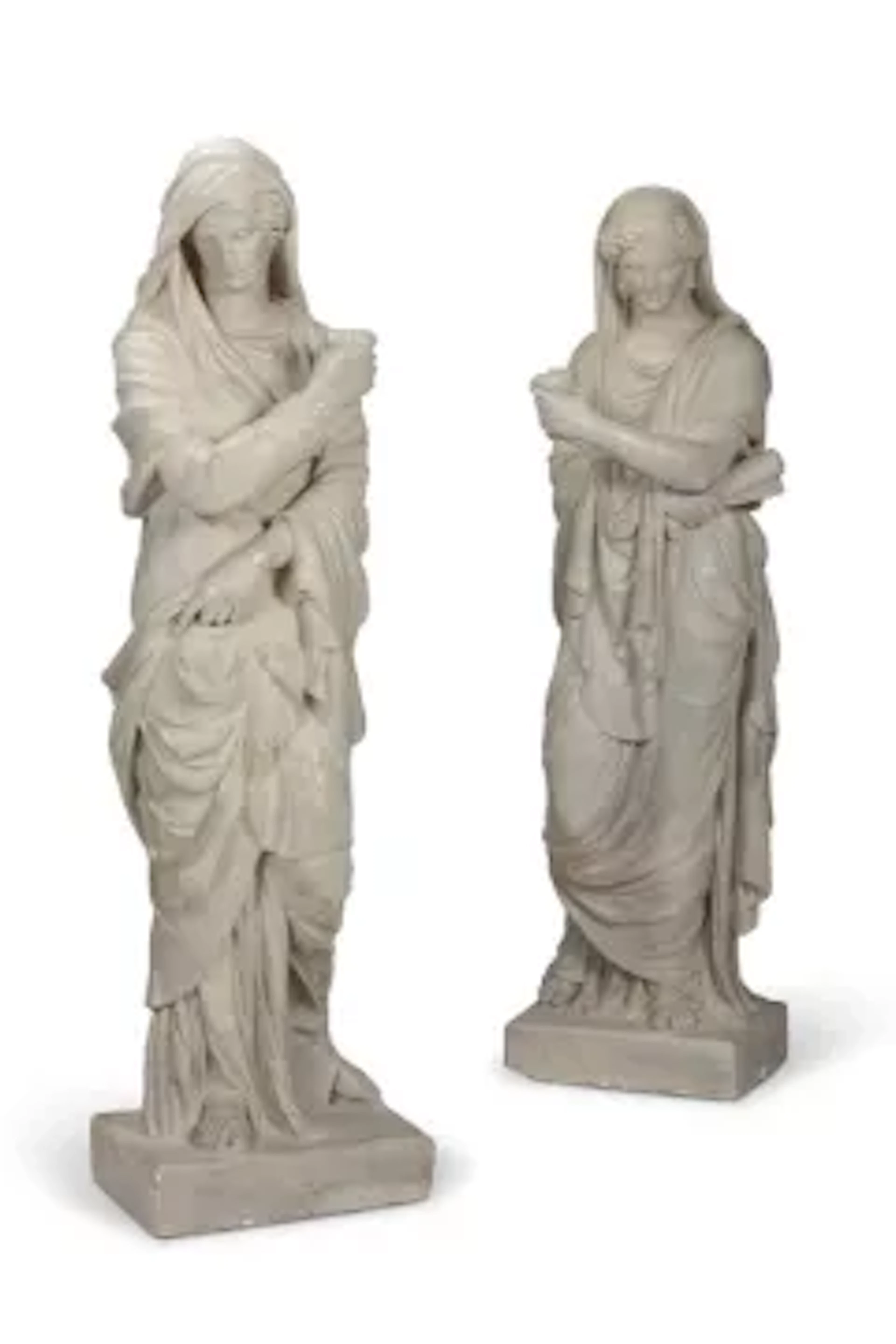 L. BRUGIOTTI, A PAIR OF PLASTER FIGURAL LIGHTS MODELLED AS VESTAL