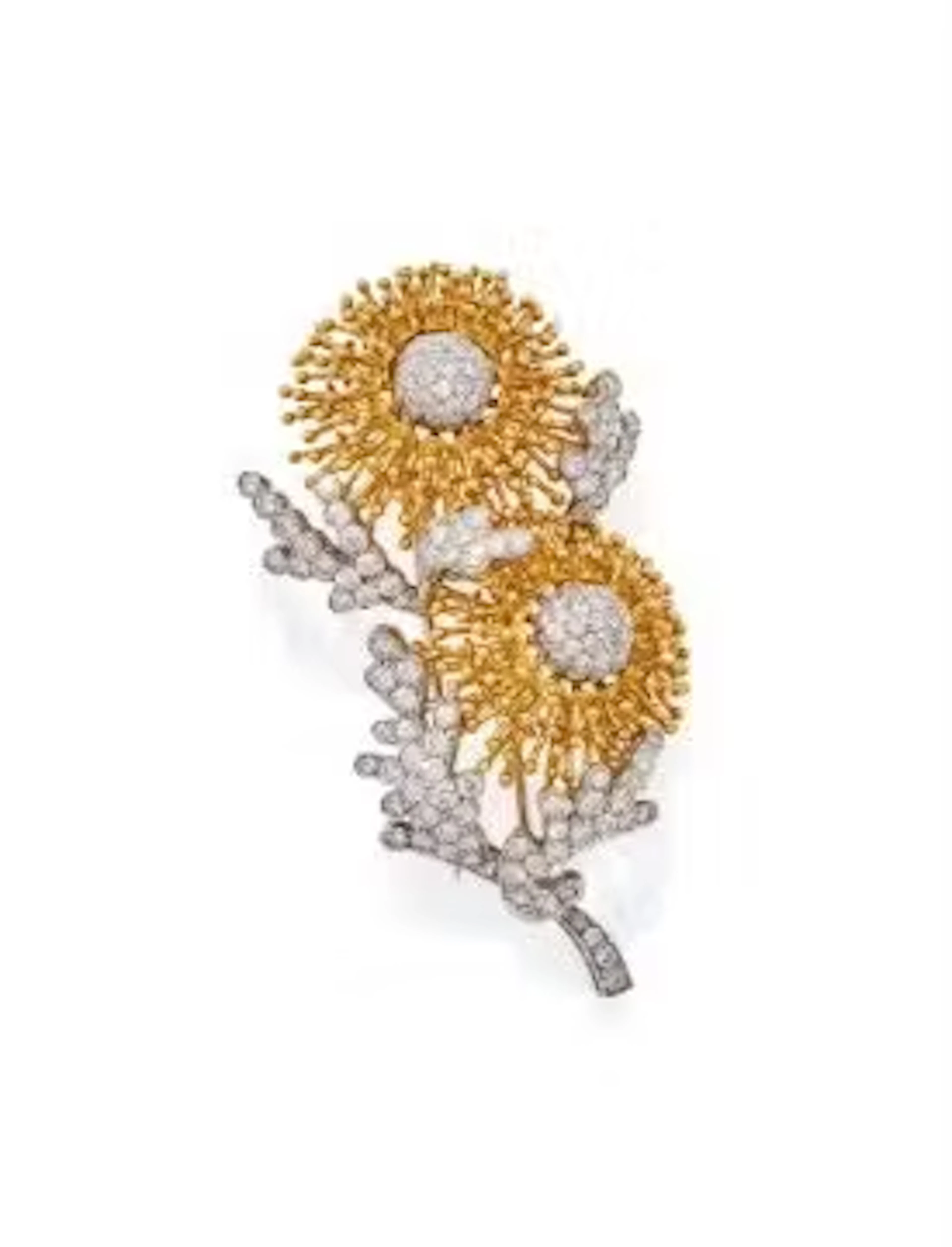 A DIAMOND FLORAL SPRAY BROOCH