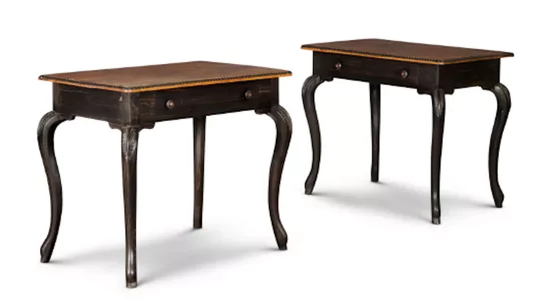 Y‡ A PAIR OF SATINWOOD AND EBONY SIDE TABLES, INDIAN, LATE 19TH CENTURY