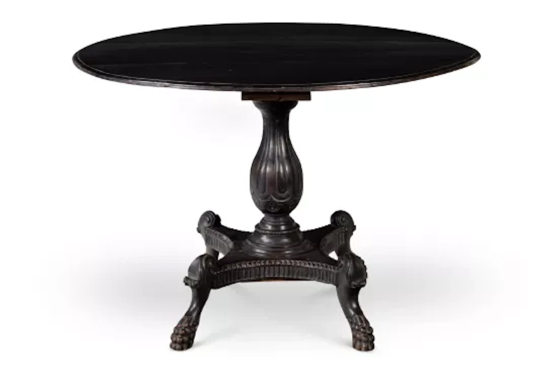 ‡ A GOAN EBONISED TEAK CENTRE TABLE, 19TH CENTURY
