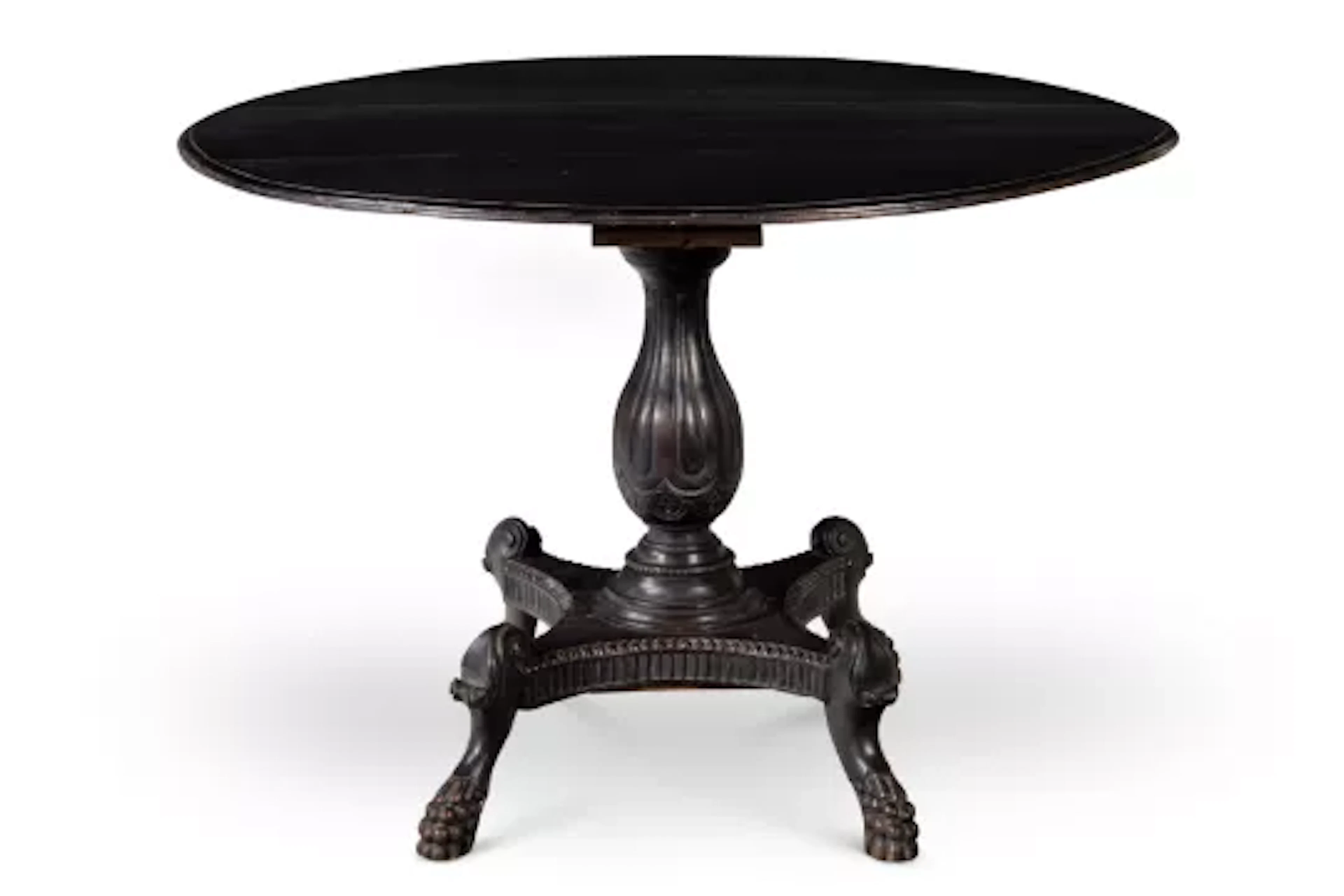 ‡ A GOAN EBONISED TEAK CENTRE TABLE, 19TH CENTURY