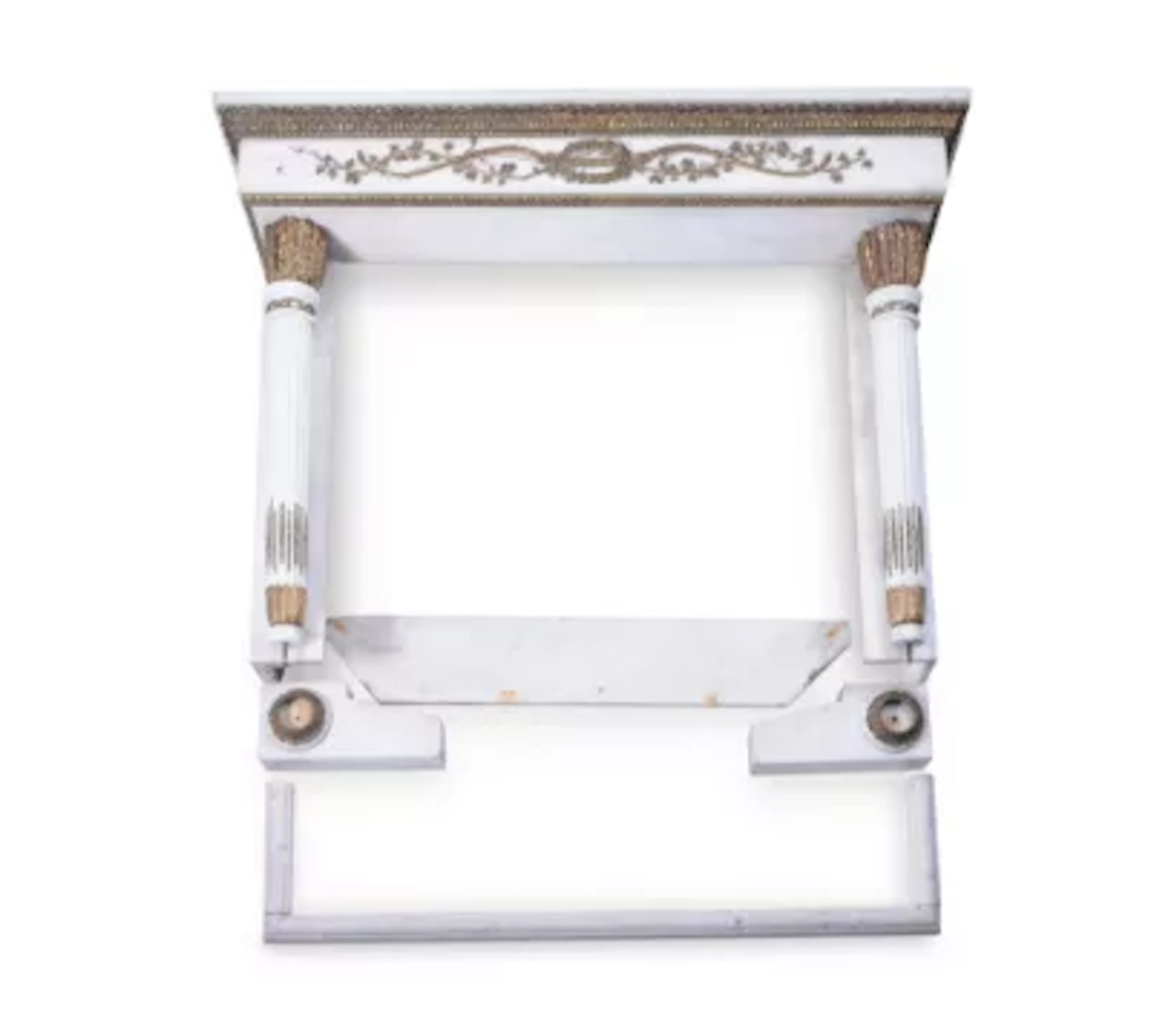 A GILT METAL MOUNTED CARRARA MARBLE FIRE SURROUND, AFTER JOSEPH-FRANÇOIS