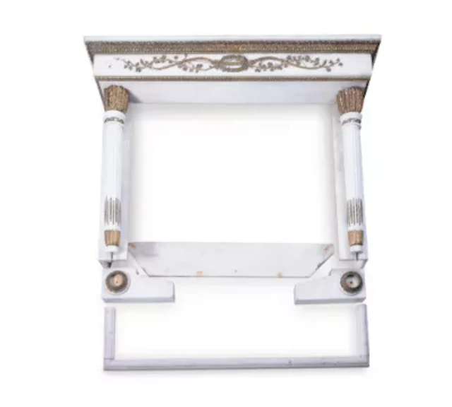 A GILT METAL MOUNTED CARRARA MARBLE FIRE SURROUND, AFTER JOSEPH-FRANÇOIS