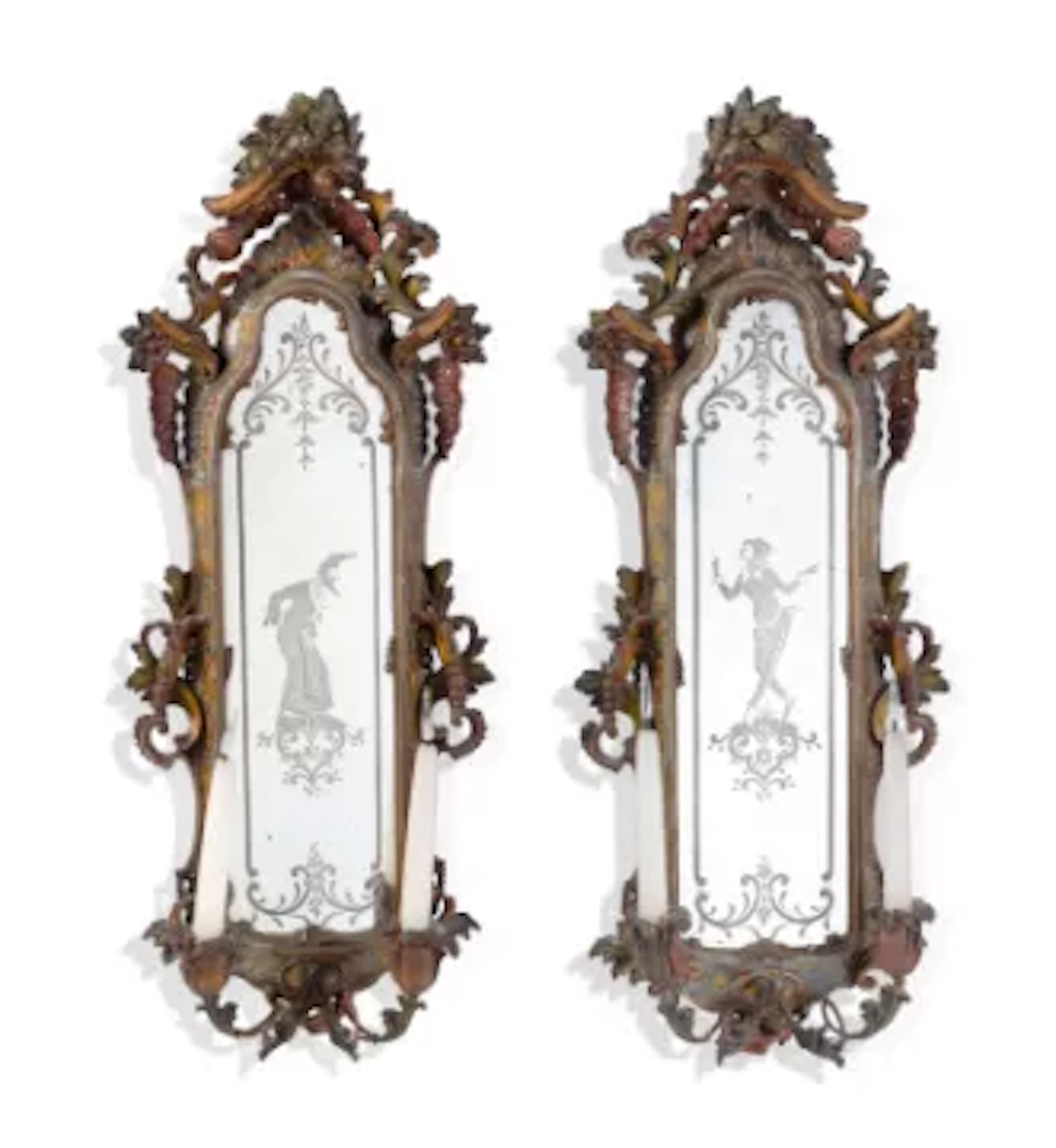 A PAIR OF VENETIAN GIRANDOLE MIRRORS, FIRST HALF 19TH CENTURY
