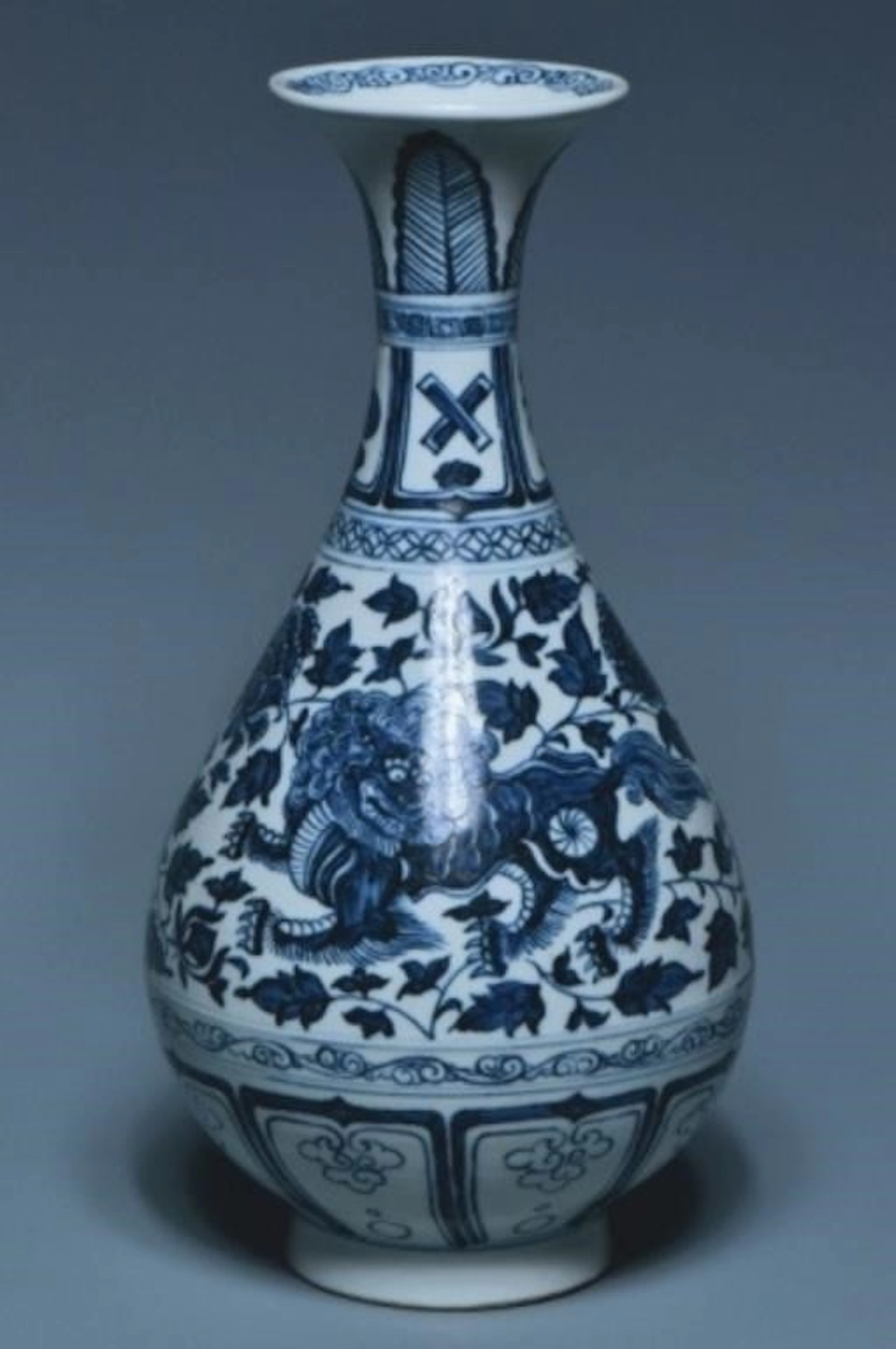 A YUAN DYNASTY BLUE AND WHITE VASE