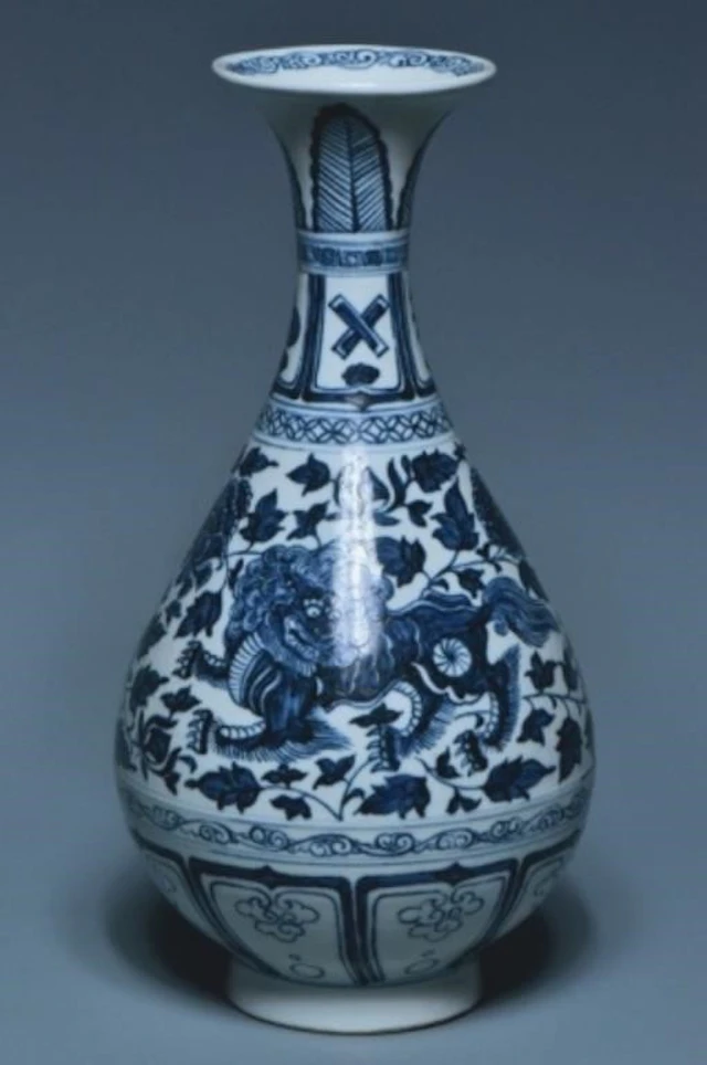 A YUAN DYNASTY BLUE AND WHITE VASE