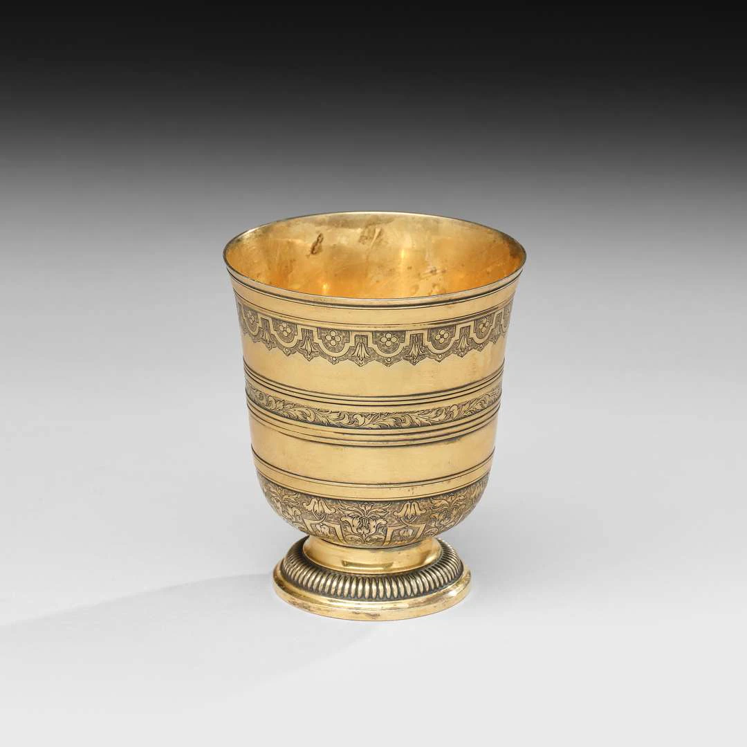 PUIFORCAT, Large tulip-shaped vermeil bowl.