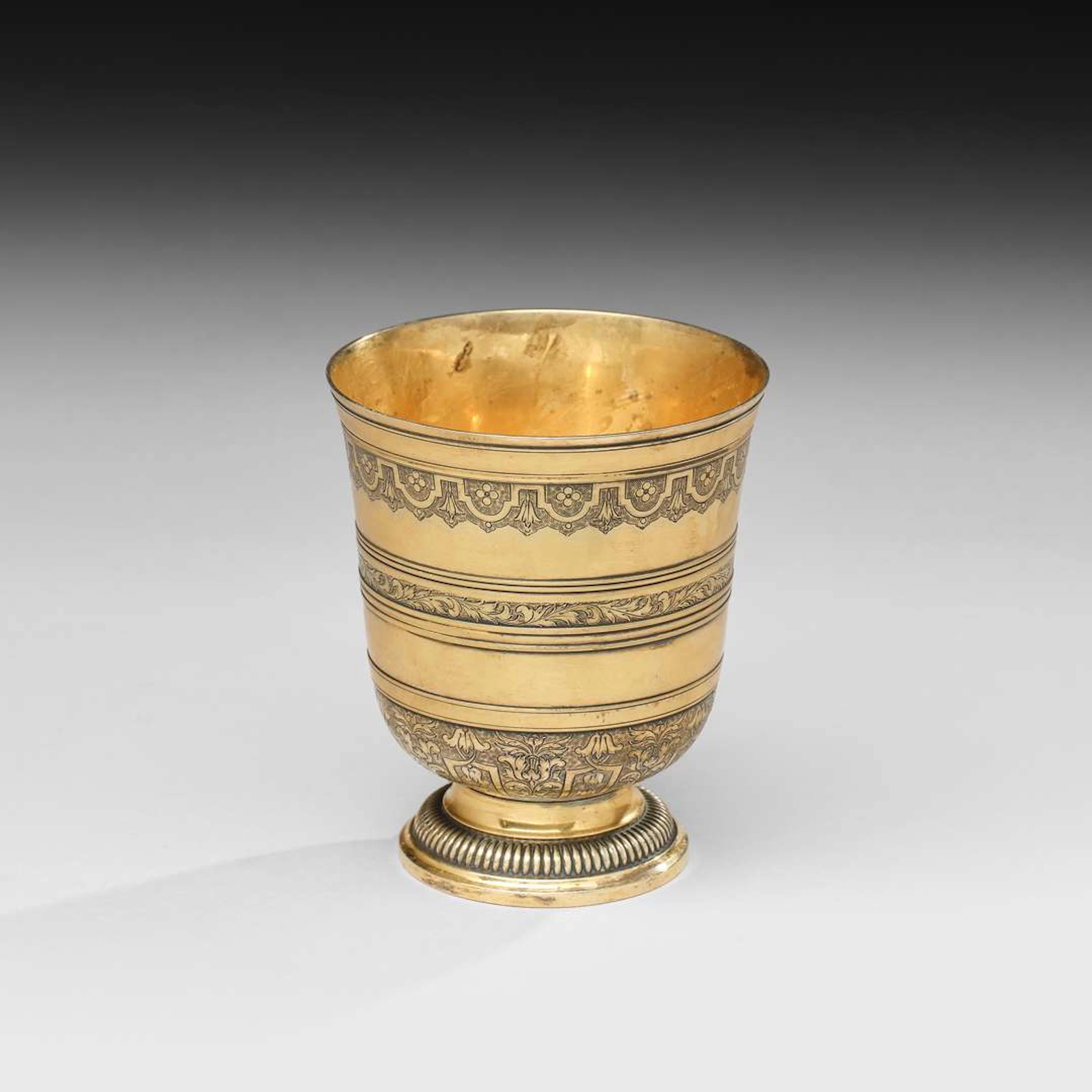 PUIFORCAT, Large tulip-shaped vermeil bowl.