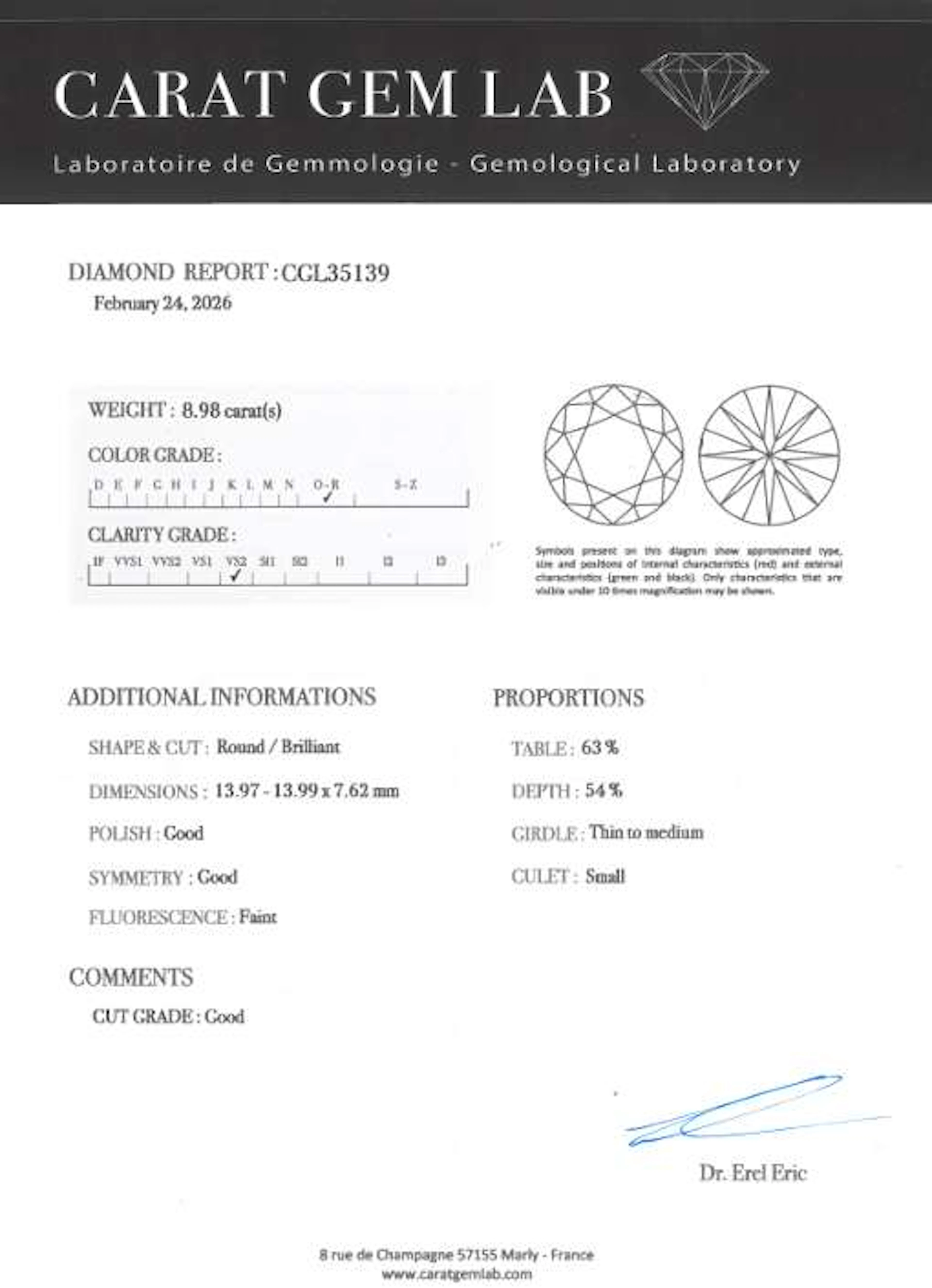 ROUND DIAMOND, Brilliant cut