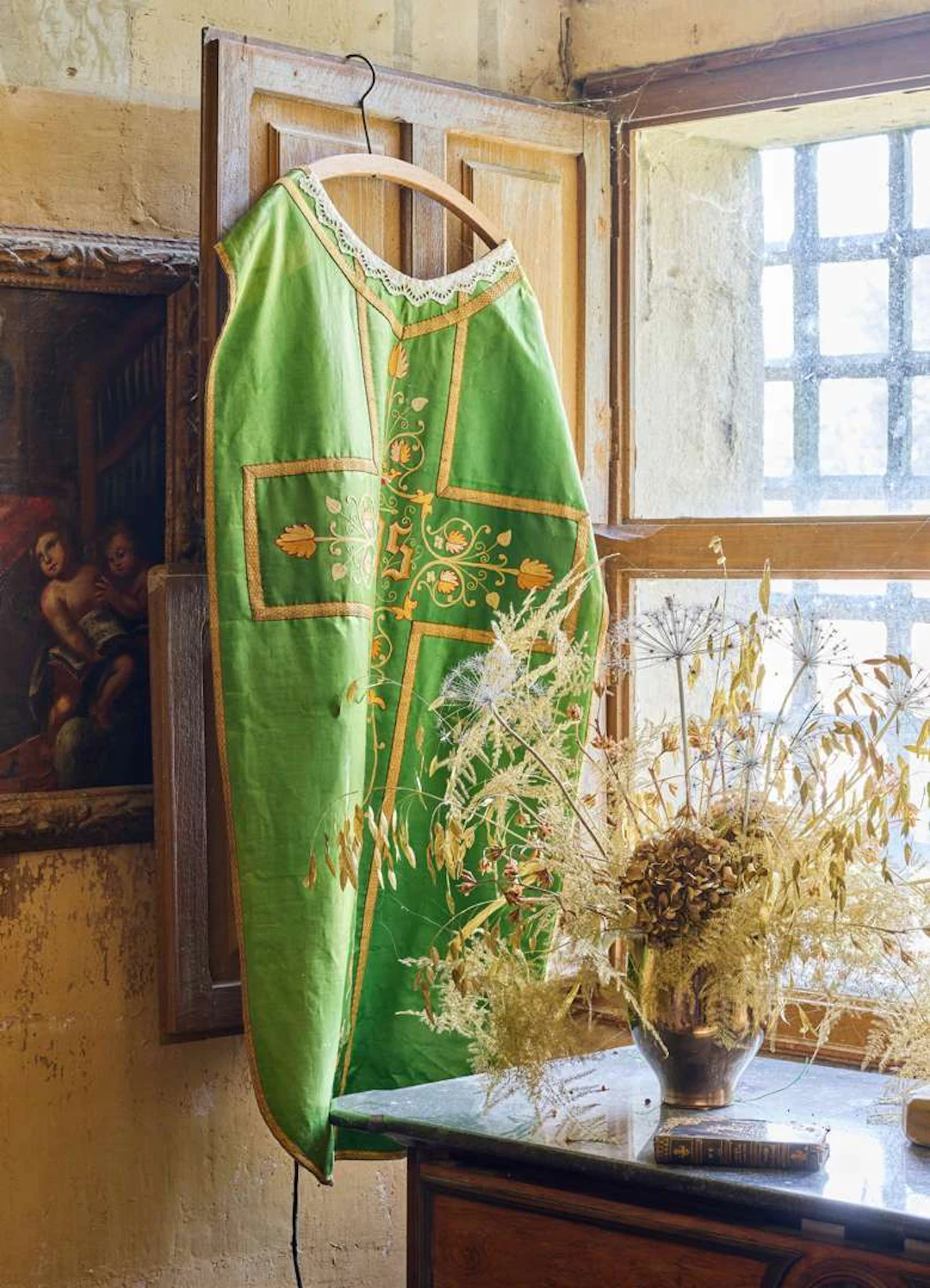 [LITURGICAL VESTMENTS], Four chasubles and a set of silk stoles