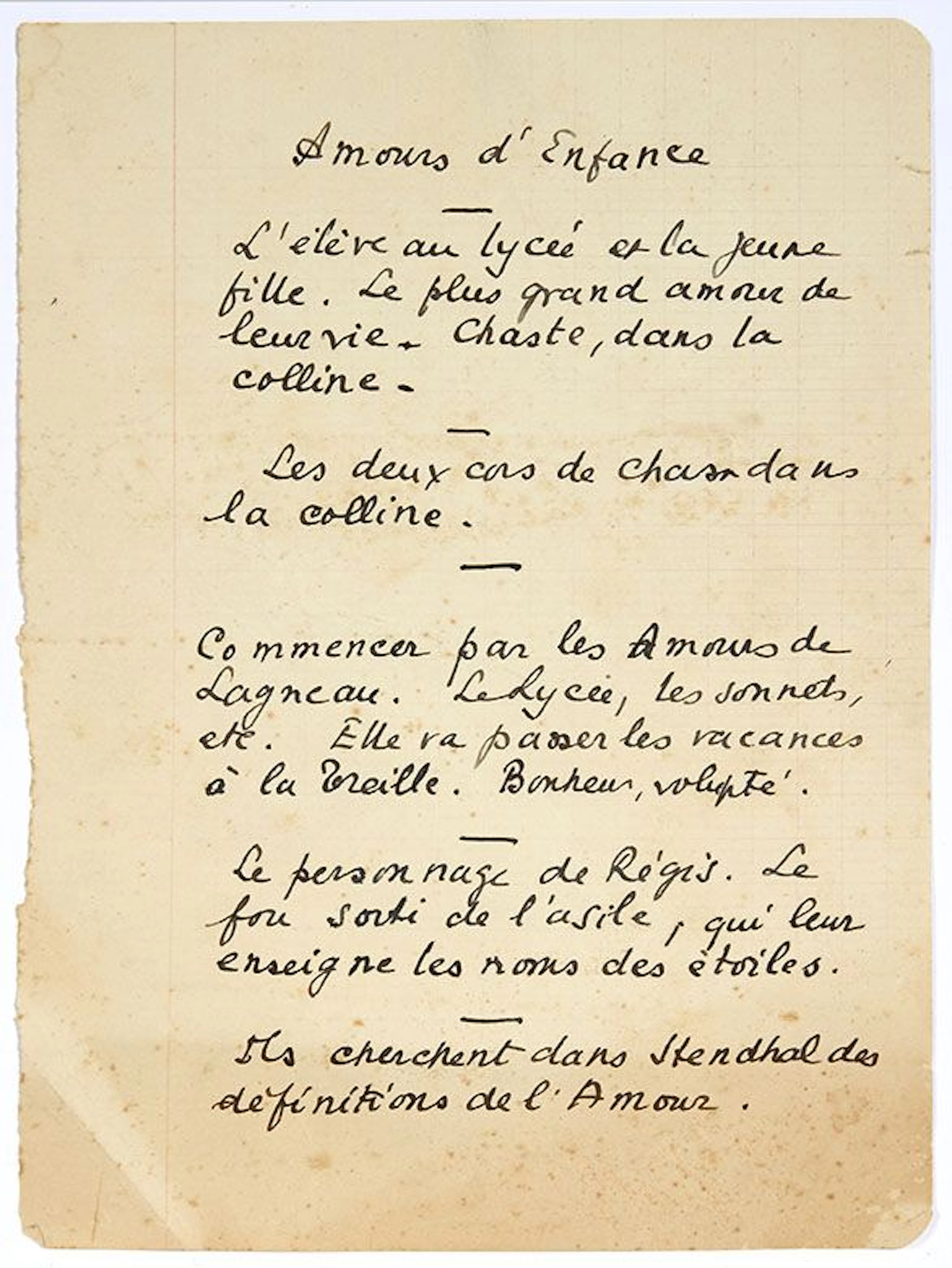PAGNOL Marcel (1895-1974). autograph MANUSCRIT, Amours d'enf - Lot 688