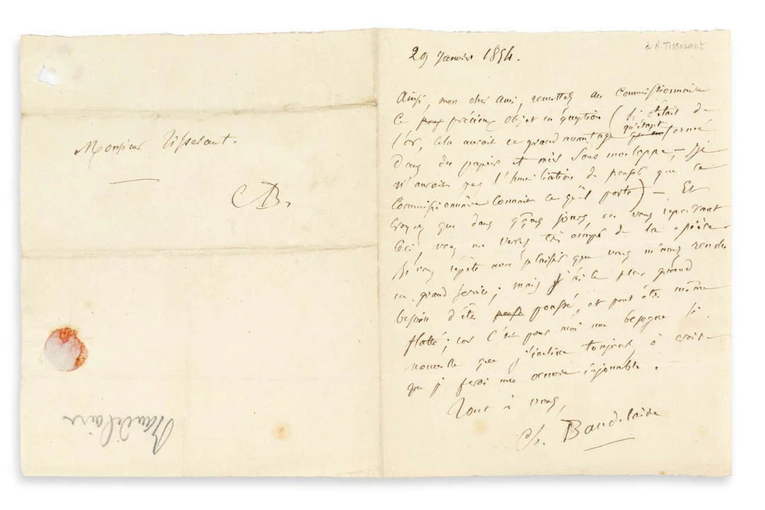 Charles Baudelaire (1821–1867)., L.A.S. ‘Ch. Baudelaire’, 29 January