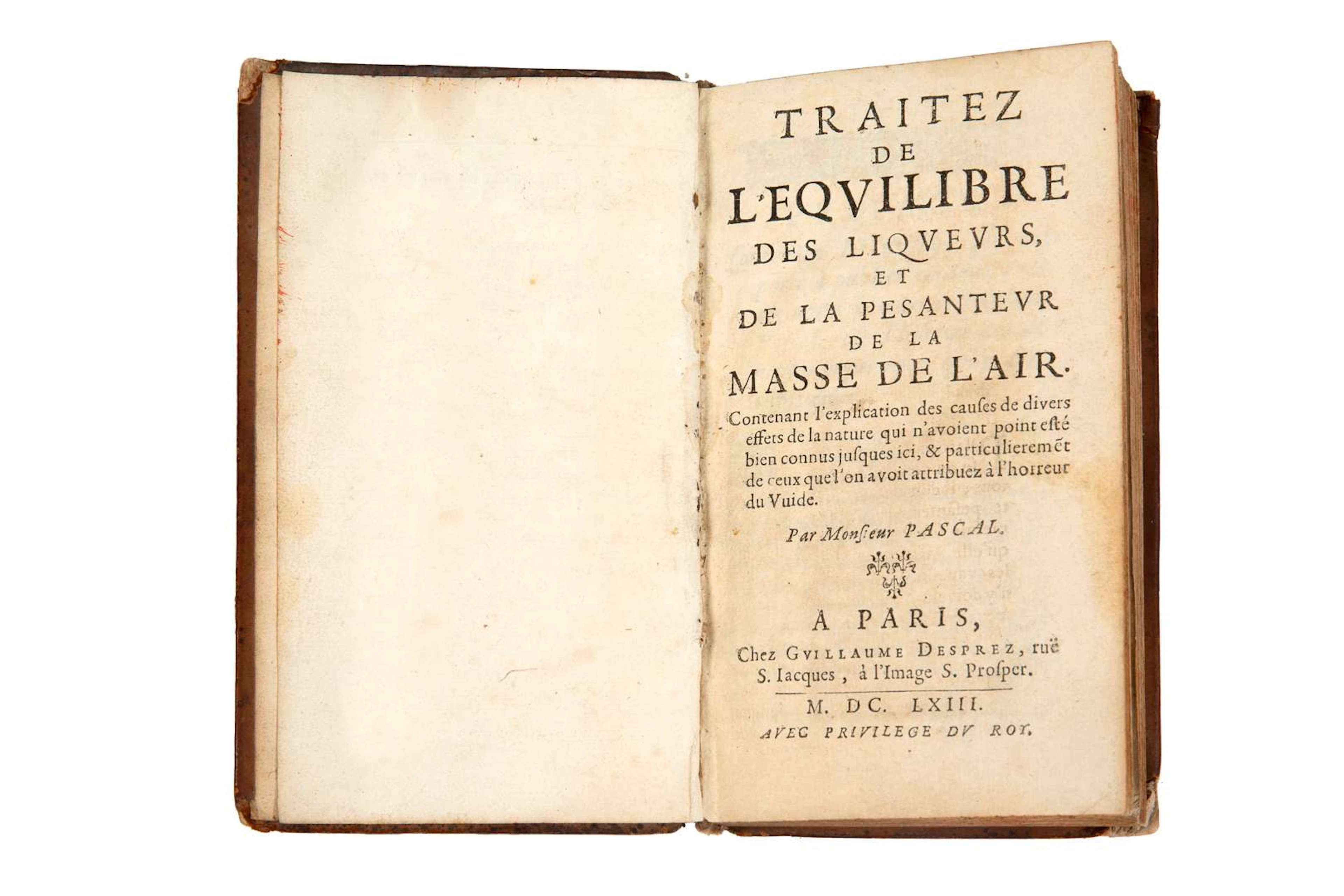 PASCAL., On the Equilibrium of Liquids and the Density of Air… In