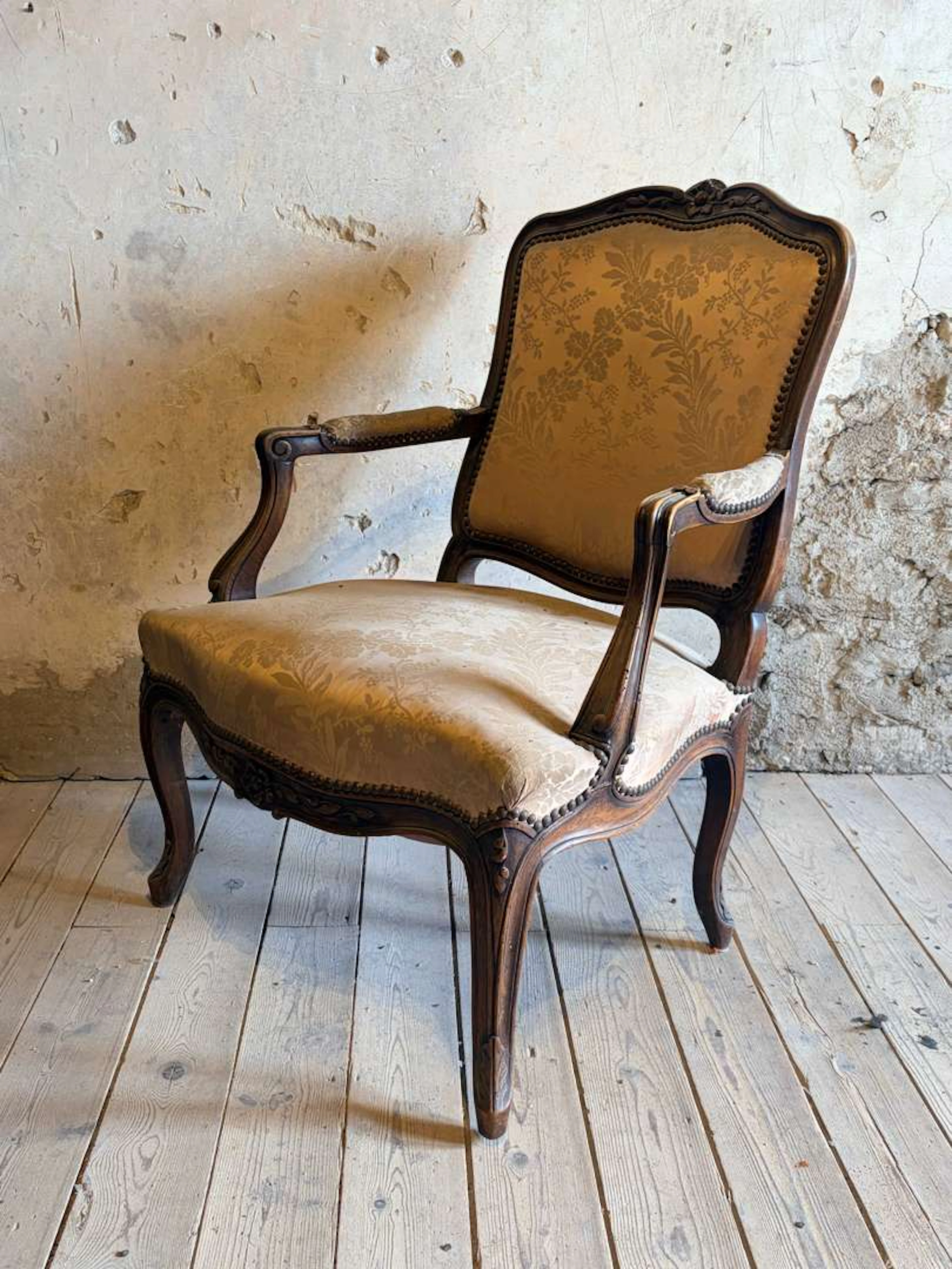 Armchair, carved and moulded wood