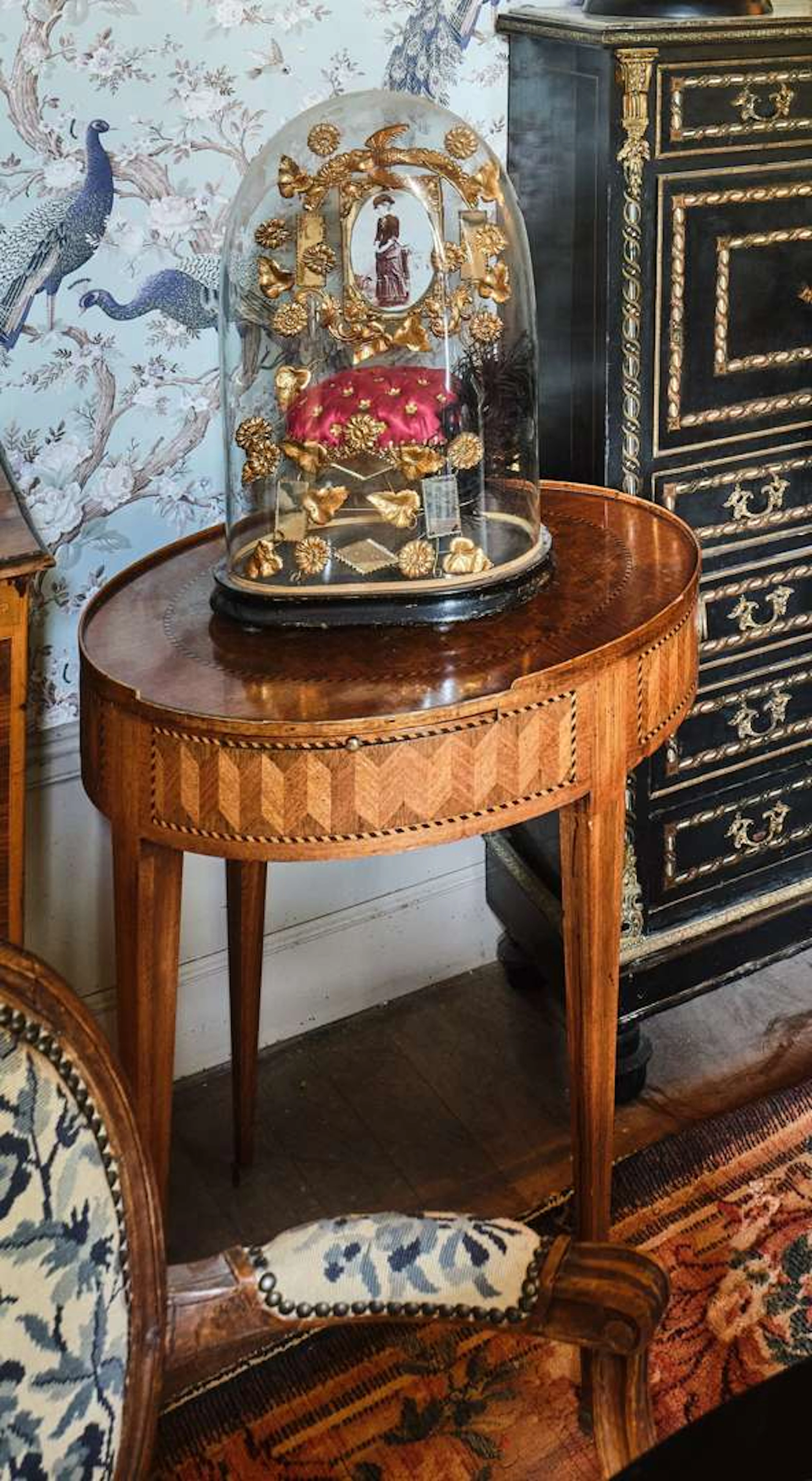 Side table, made of inlaid wood