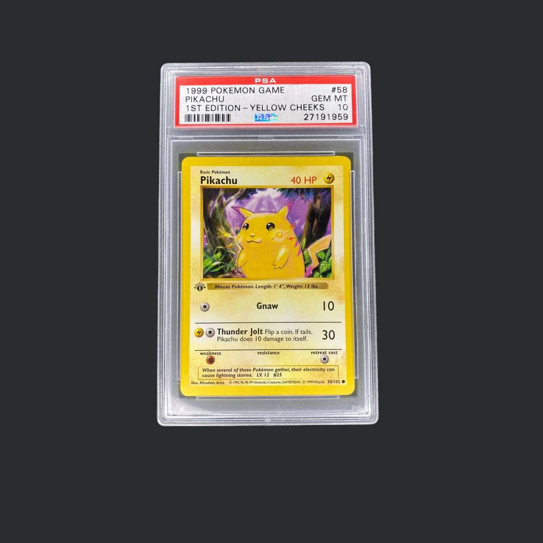 Pokémon: Pikachu Yellow Cheeks Base Set, 1st Edition, PSA 10