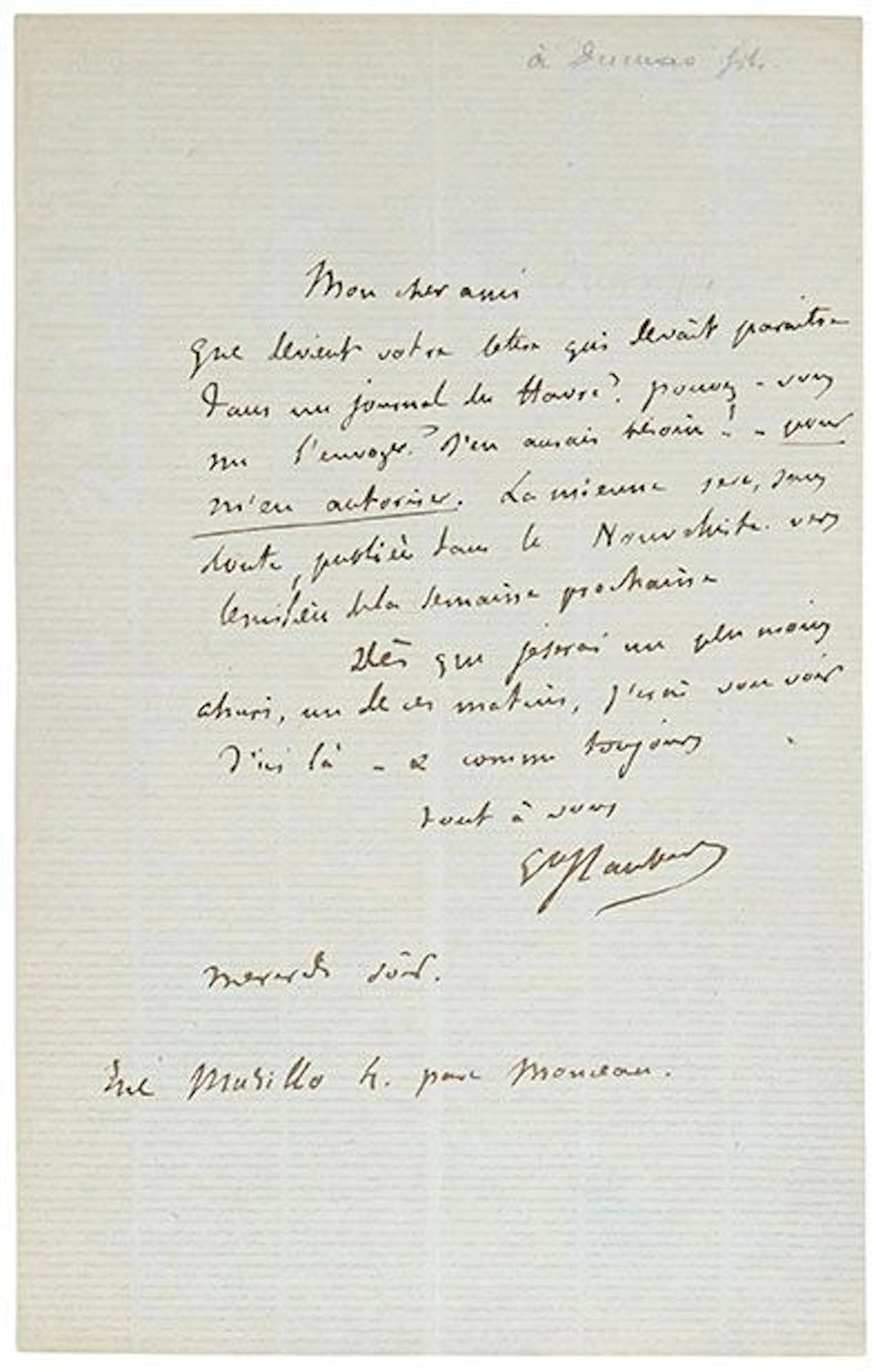 FLAUBERT Gustave (1821-1880) L.A.S. "Gve Flaubert", Rue Muri - Lot 593