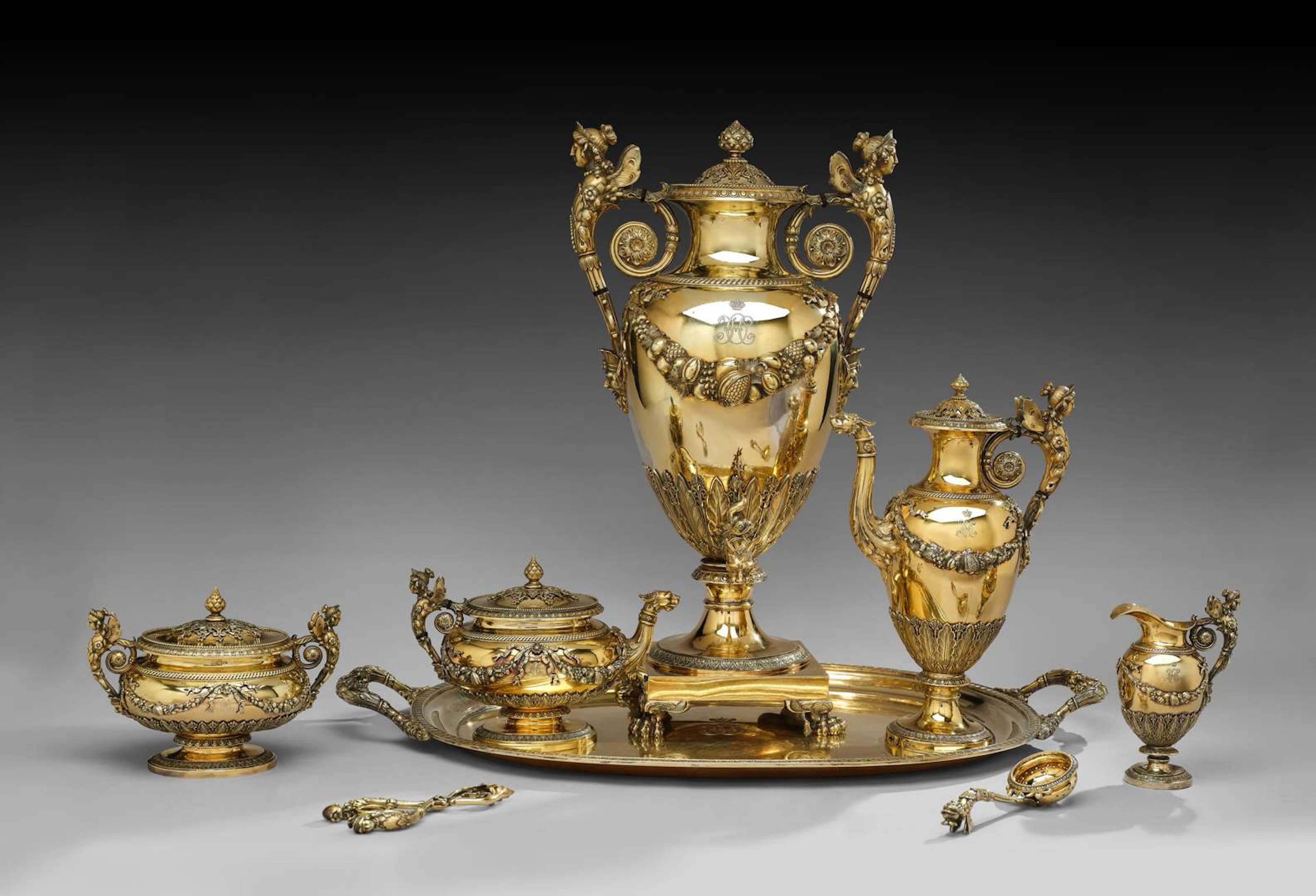 IMPORTANT VERMEIL TEA AND COFFEE SERVICE BELONGING TO GRAND DUCHESS