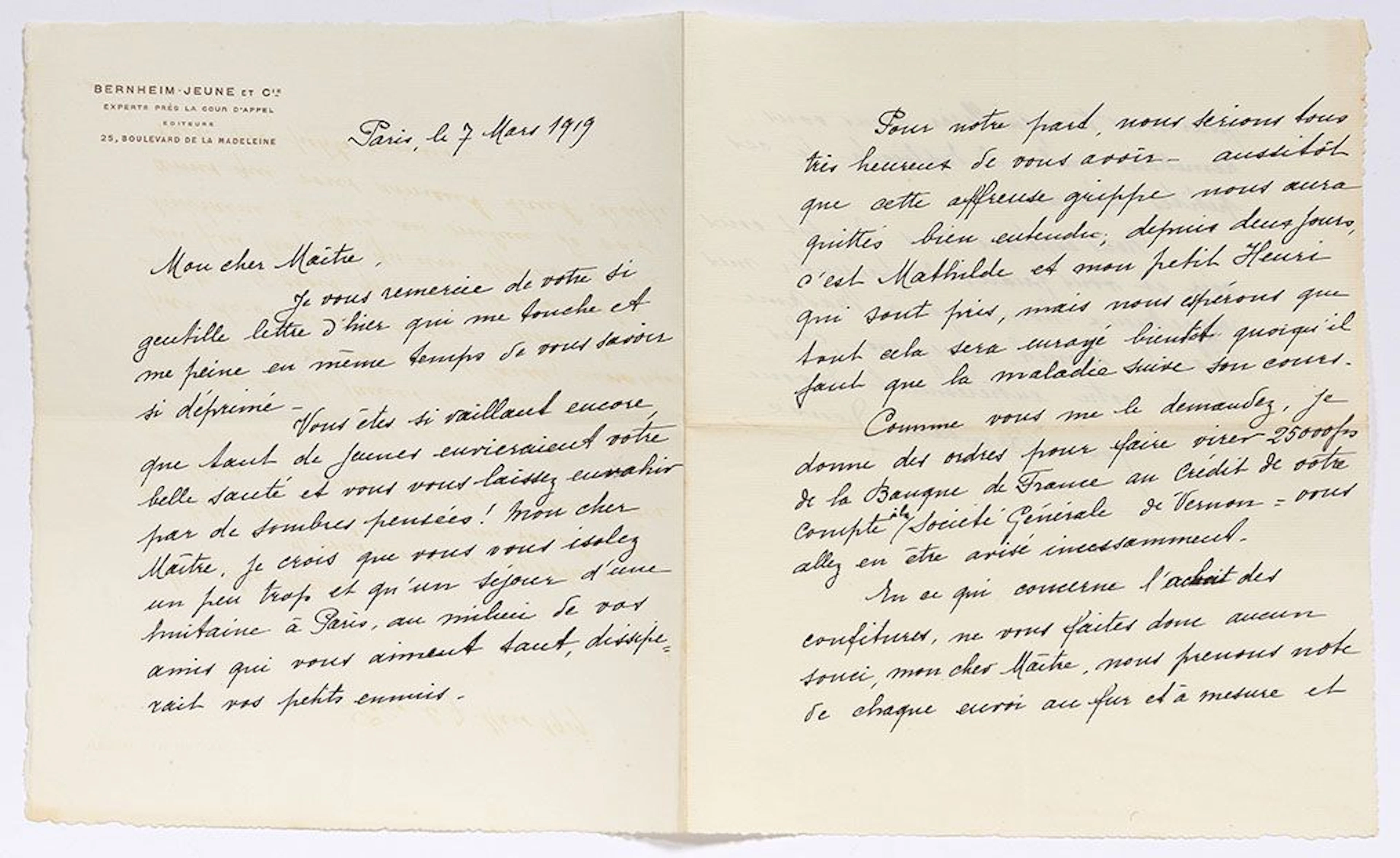 [MONET Claude]. BERNHEIM Jeune Josse (1870-1941). 2 L.S. "Jo - Lot 226
