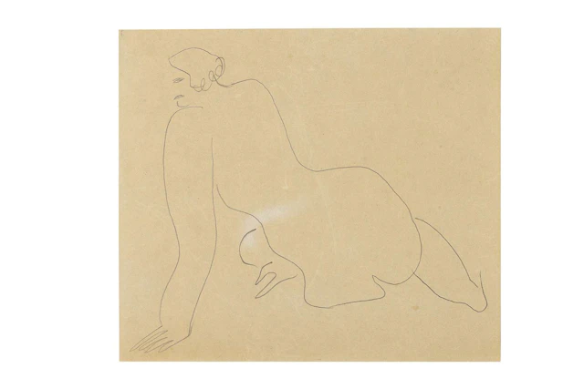 SANYU 常玉 (1895 - 1966), Nu de dos, allongé sur le côté / Étude de