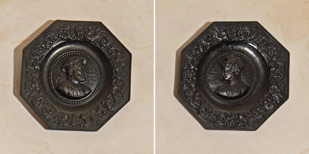 Francis I and Diane de Poitiers, A pair of decorative octagonal dishes