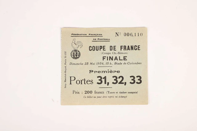 FOOTBALL French Cup Ticket, Tickets de la Finale 1954