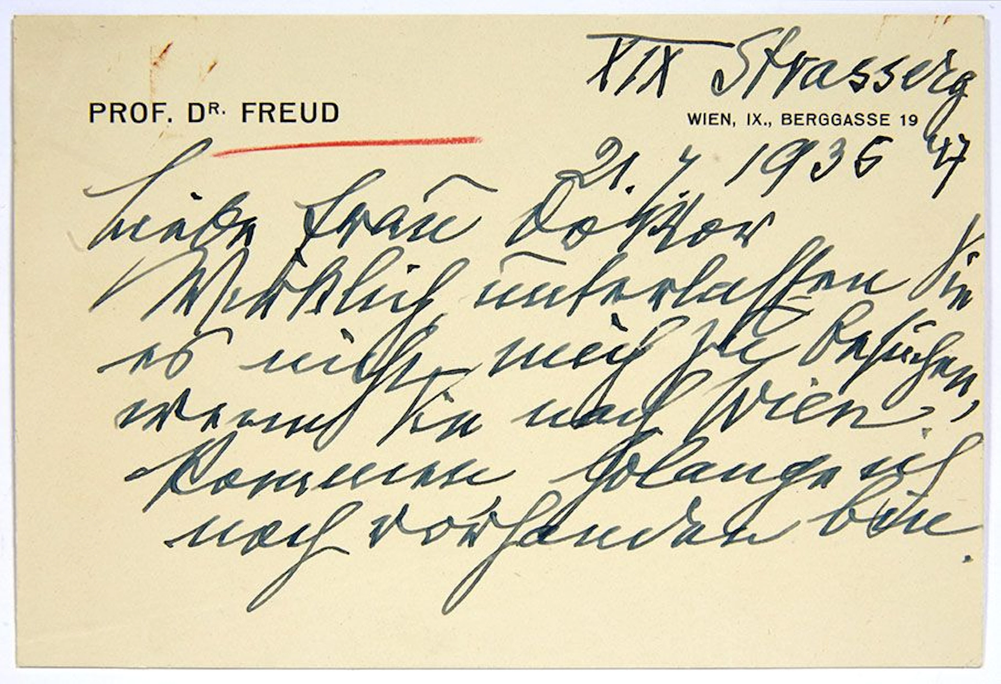 FREUD Sigmund (1856-1939), L.A.S. "Freud", Wien July 21, 193 - Lot 772