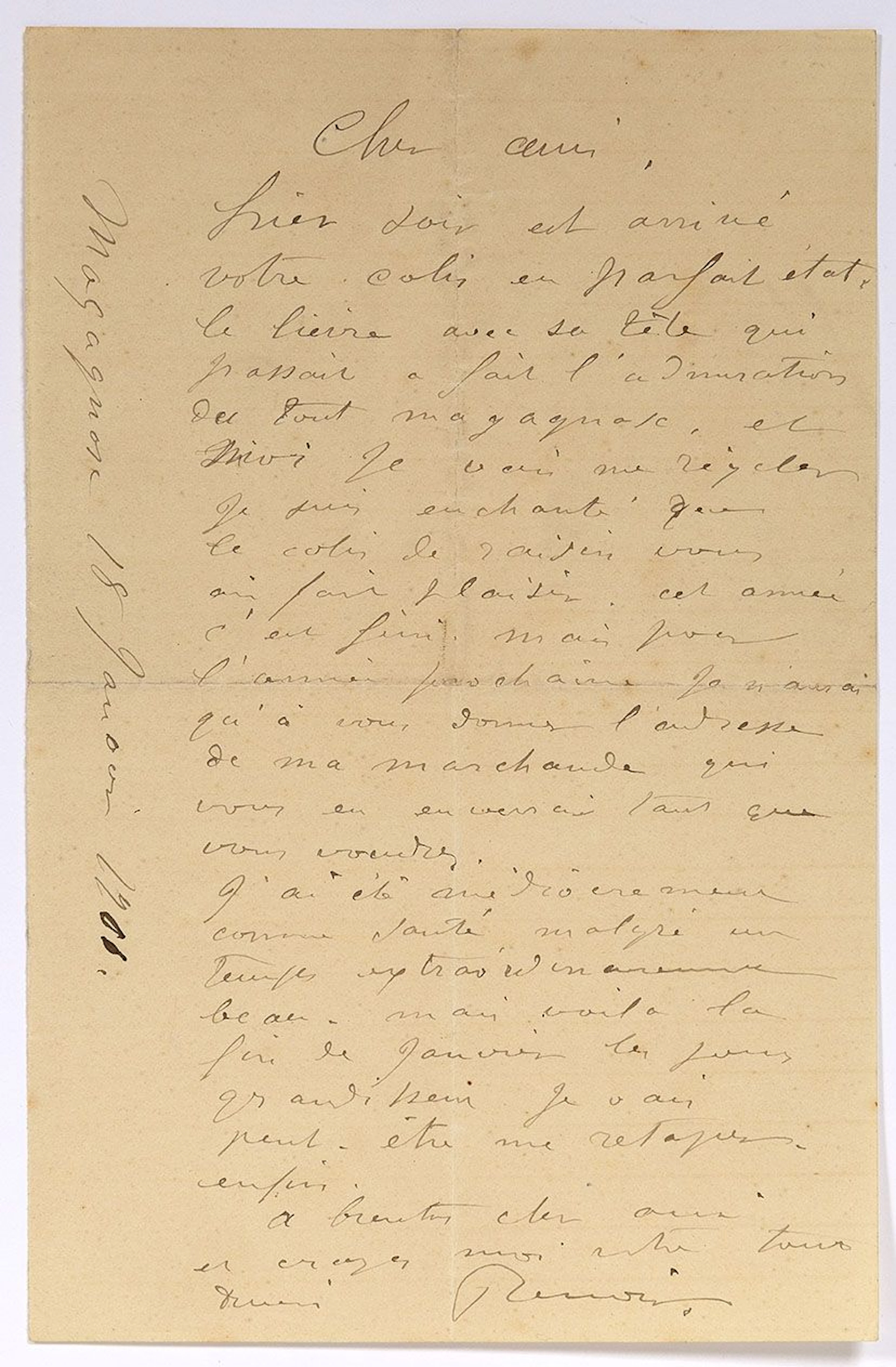 RENOIR Auguste (1841-1919), L.A.S. "Renoir", Magagnosc Janua - Lot 246