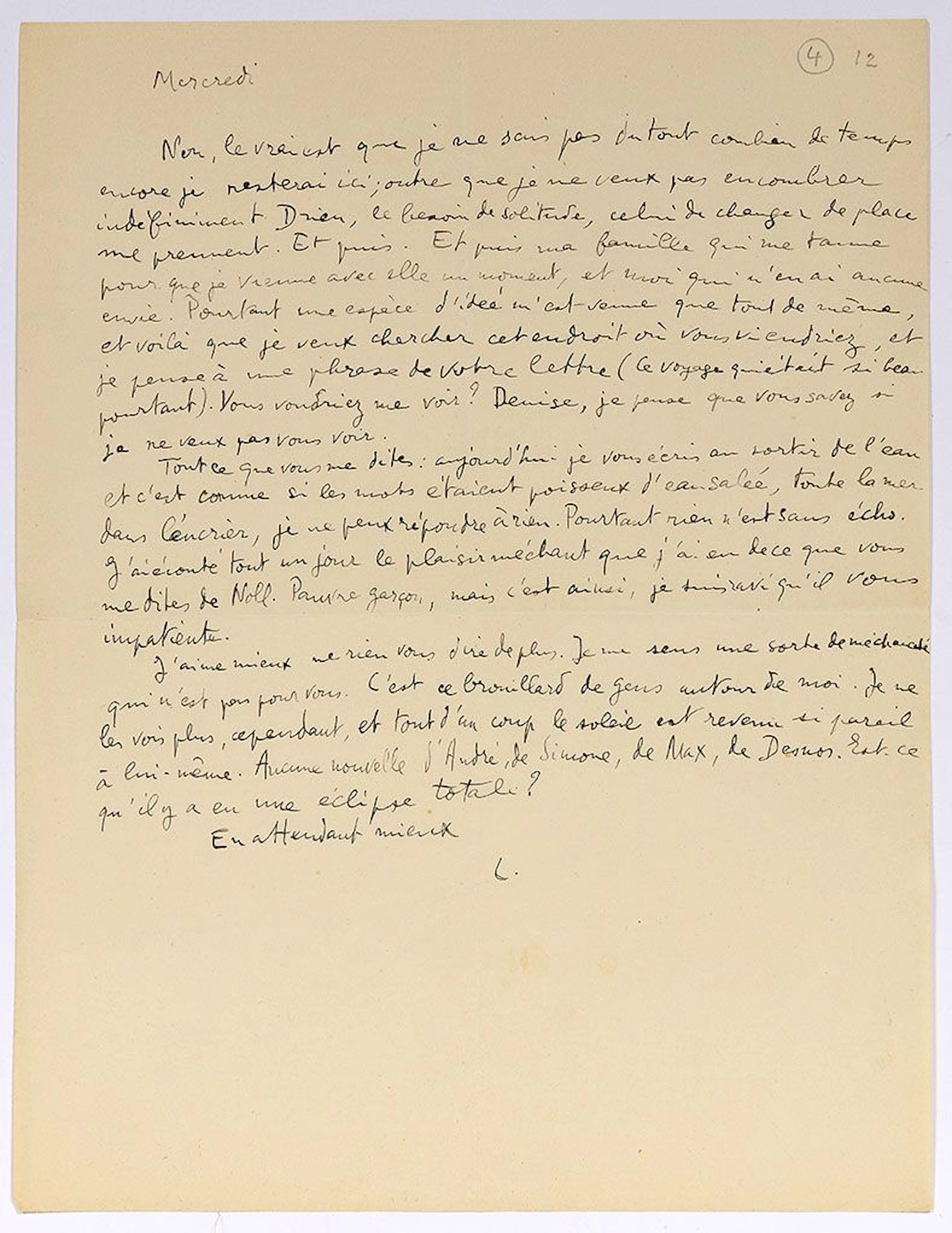 ARAGON Louis (1897-1982) L.A.S. "L.", Mercredi [Guéthary été - Lot 520
