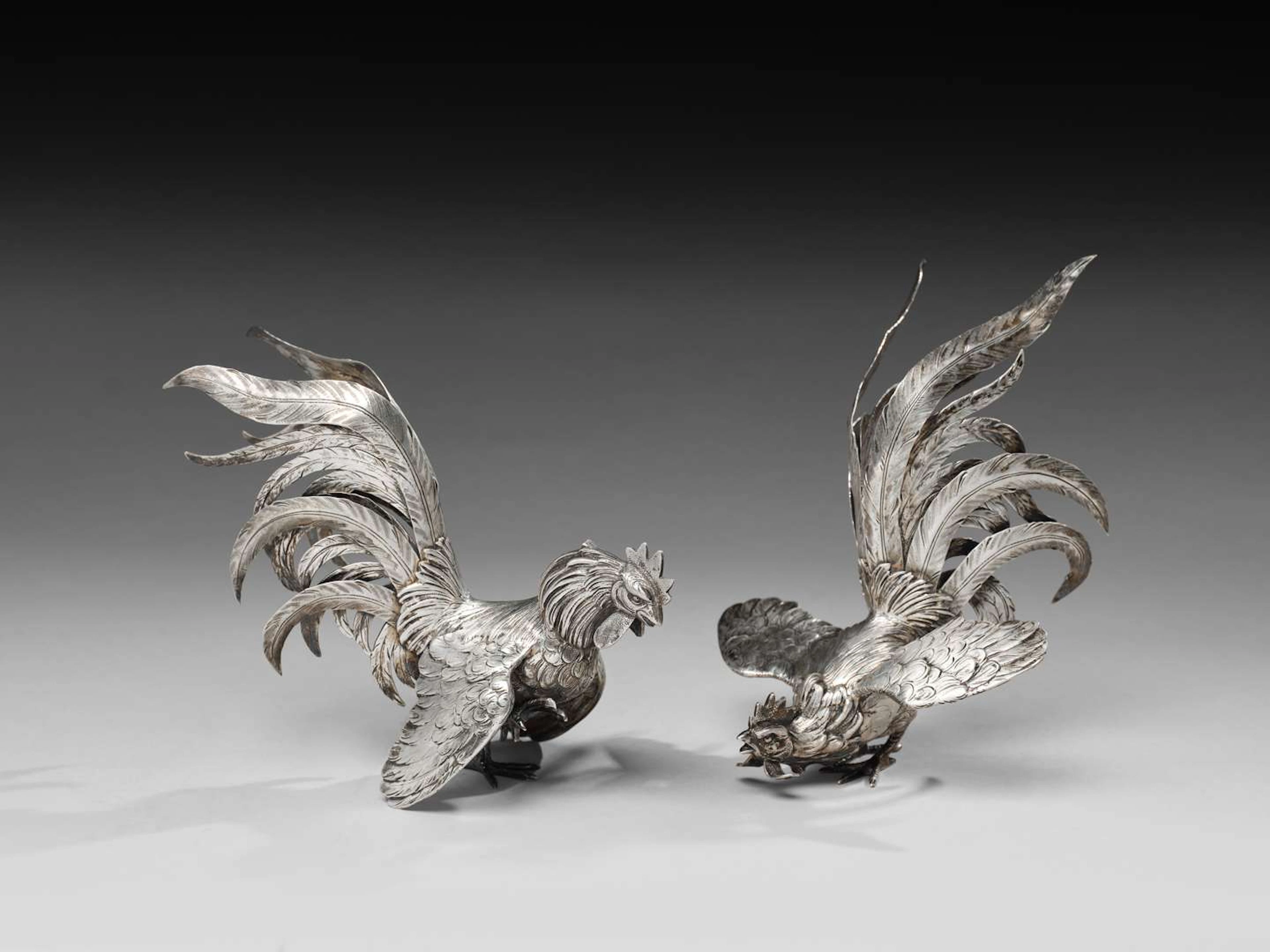 TWO ROOSTERS IN A FIGHT