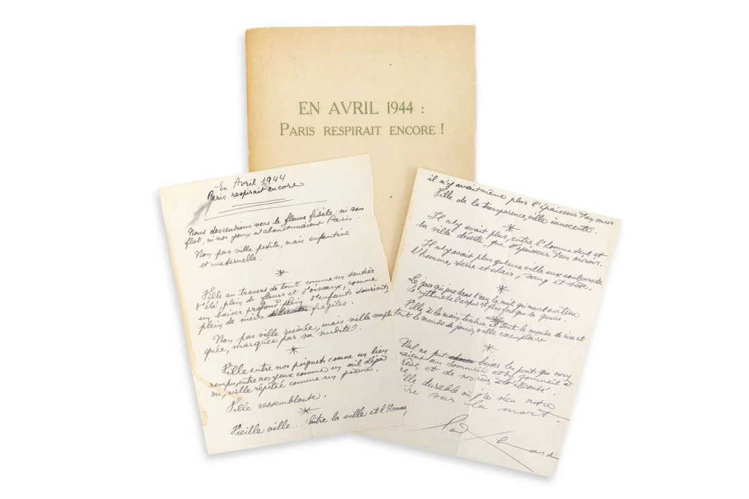 ELUARD, Paul (1895–1952)., Autograph manuscript signed ‘Paul Eluard’