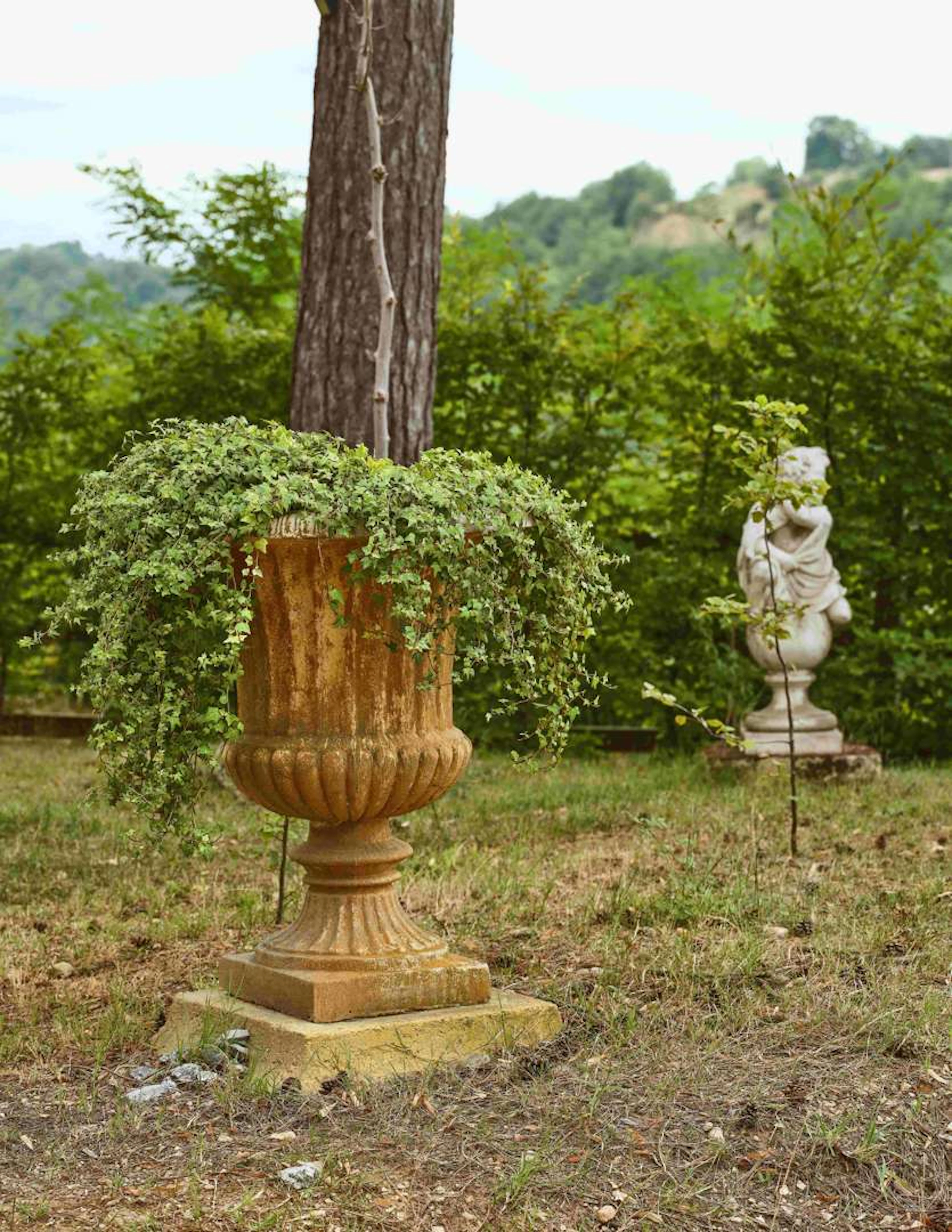 A pair of Medici vases, cast iron
