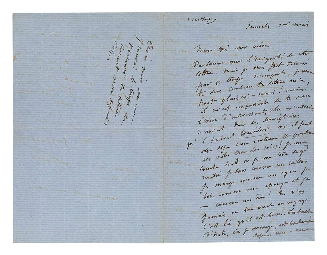 FLAUBERT, Gustave (1821–1880)., L.A.S., Carthage, Saturday 1 May [1858]